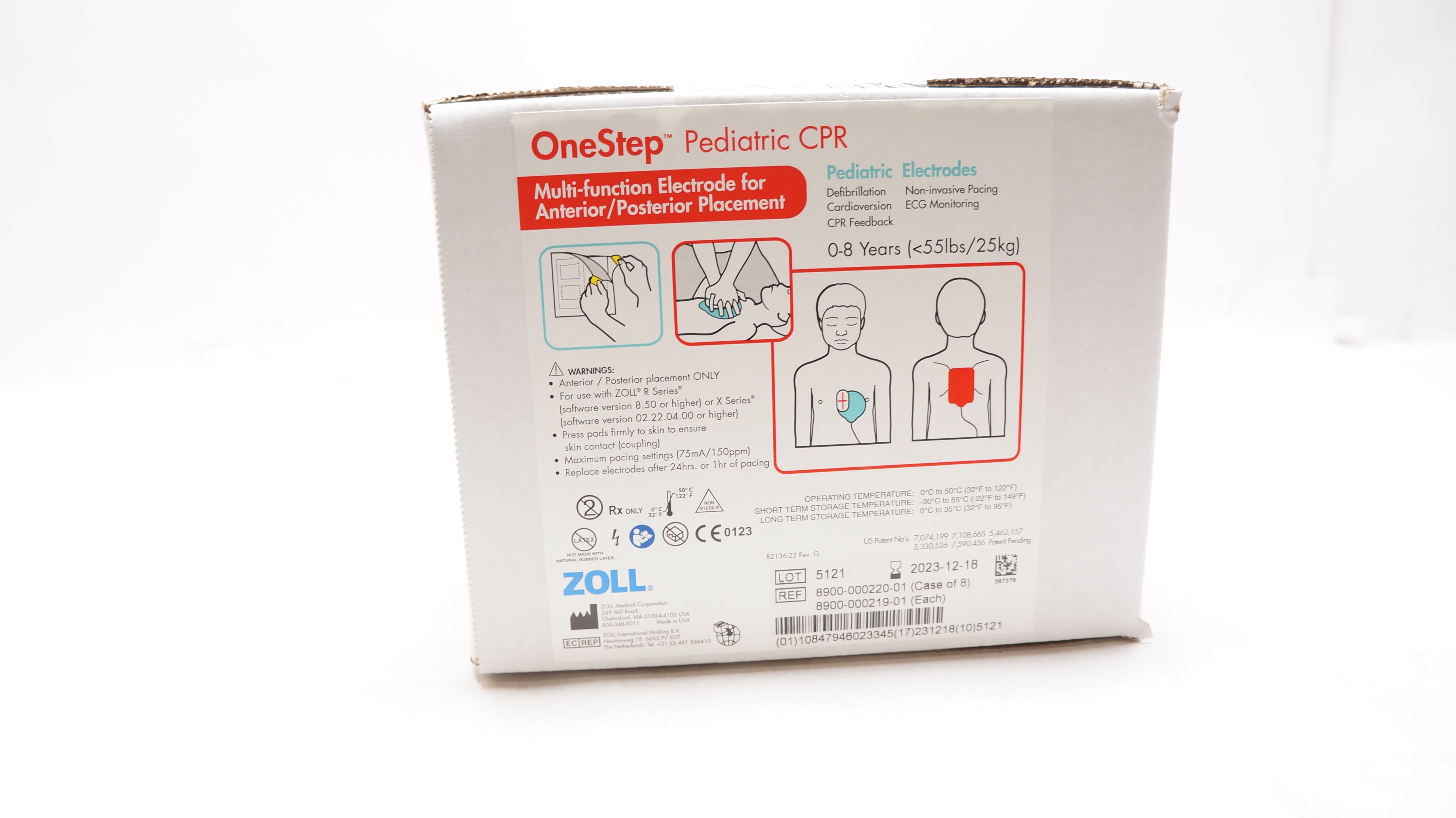 Zoll 8900-000220-01 Pediatric CPR Multi-Function Electrode <55lbs (x) - Box of 8