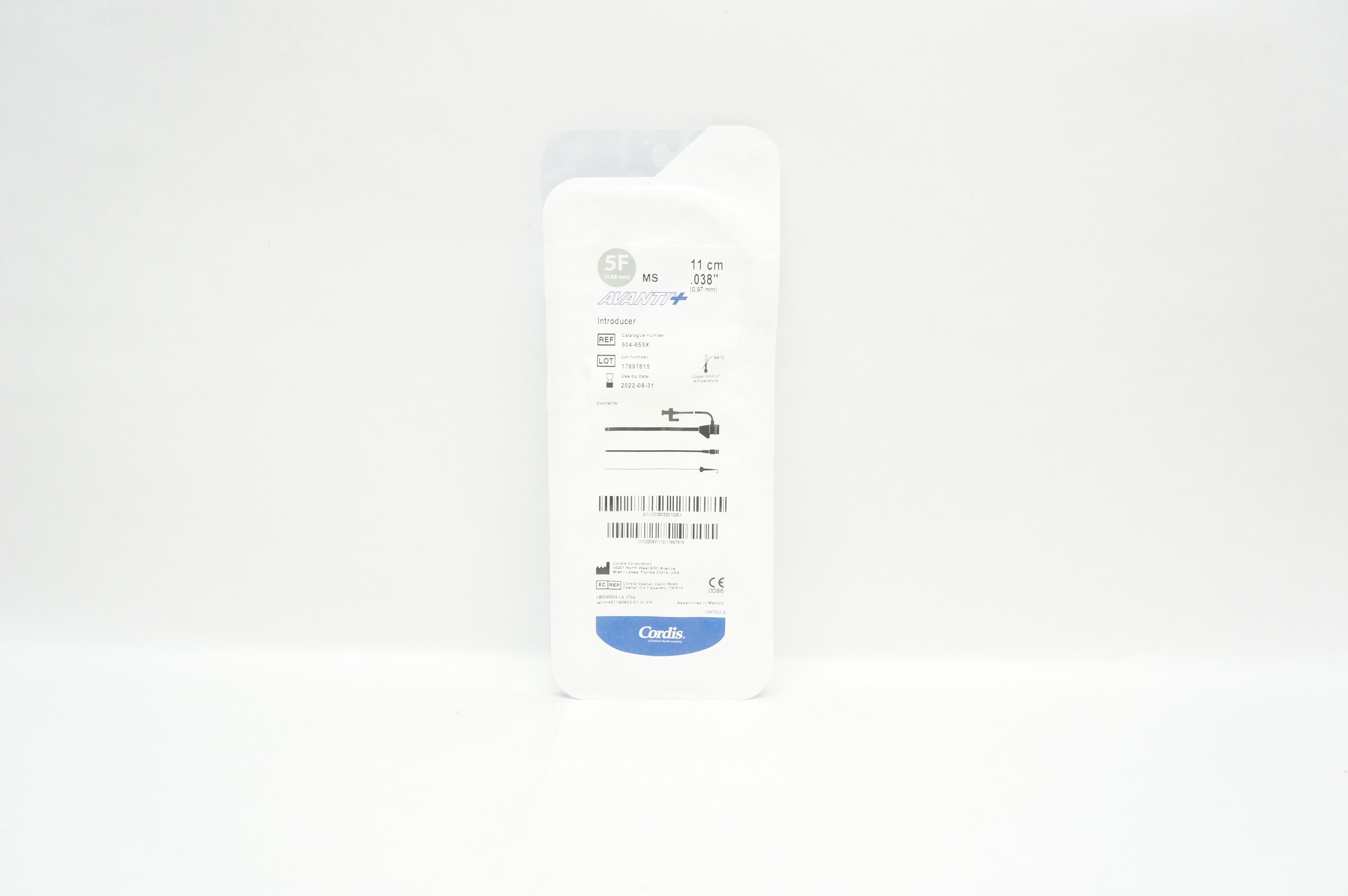 Cordis 504-655X AVANTI Plus Introducer MS 5F x 0.038inch x 11cm (x)