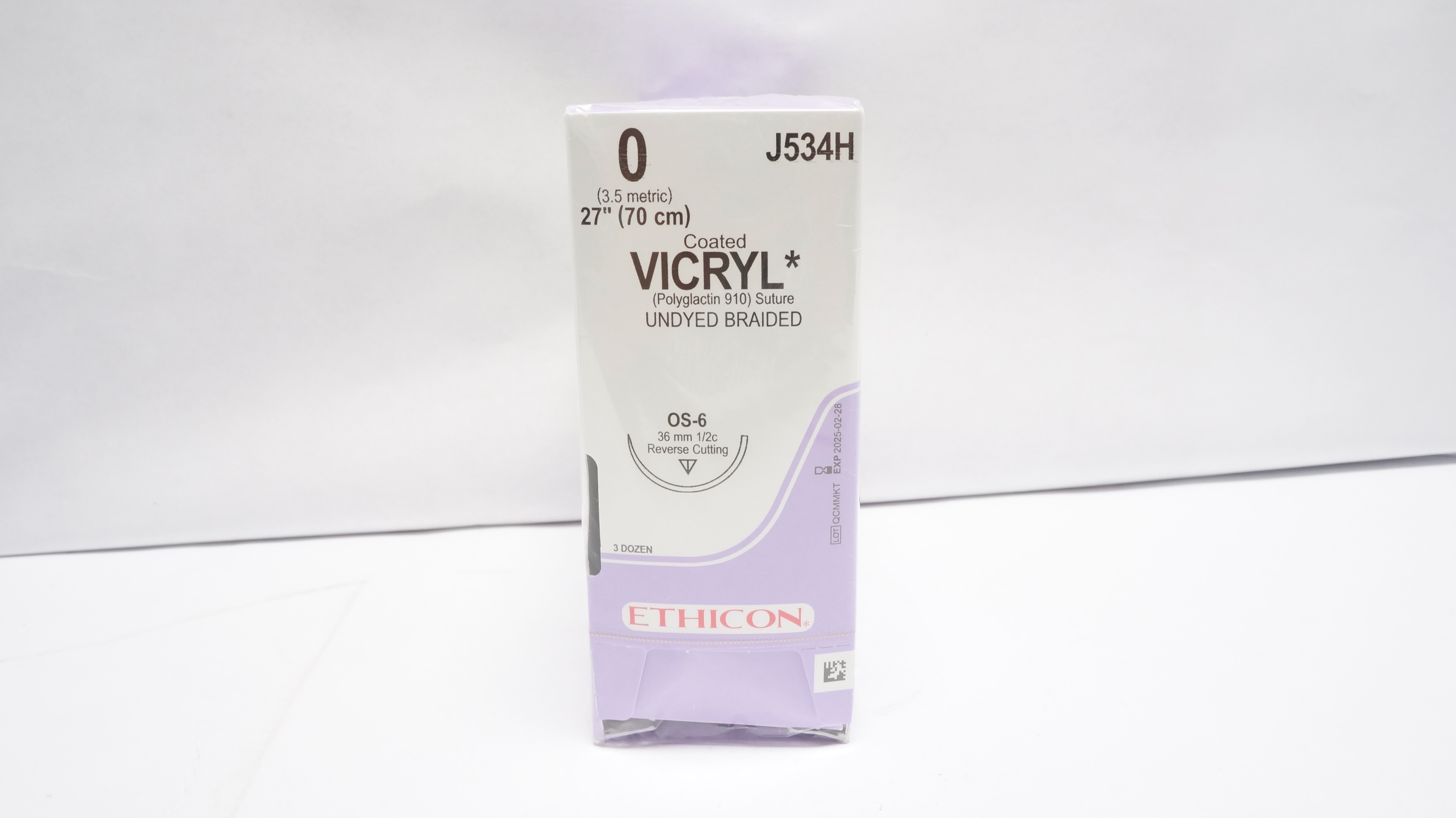 Ethicon J534H 0 VICRYL, OS-6, 36mm 1/2c, 27inch (x) - Box of 36