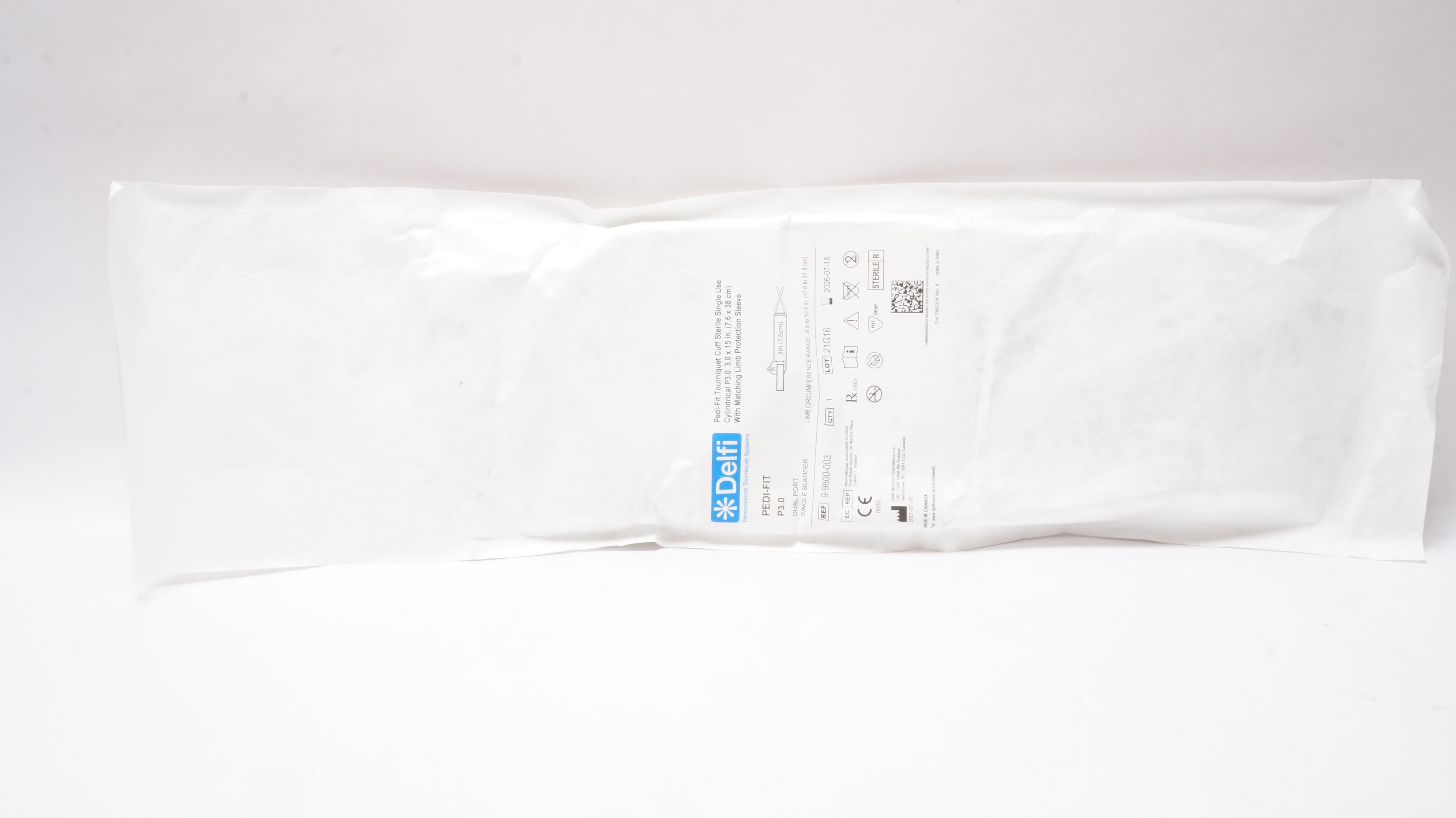 Delfi Medical 9-9800-003 Pediatric Easi-Fit Cylindrical Torniquet Cuff Dual Port