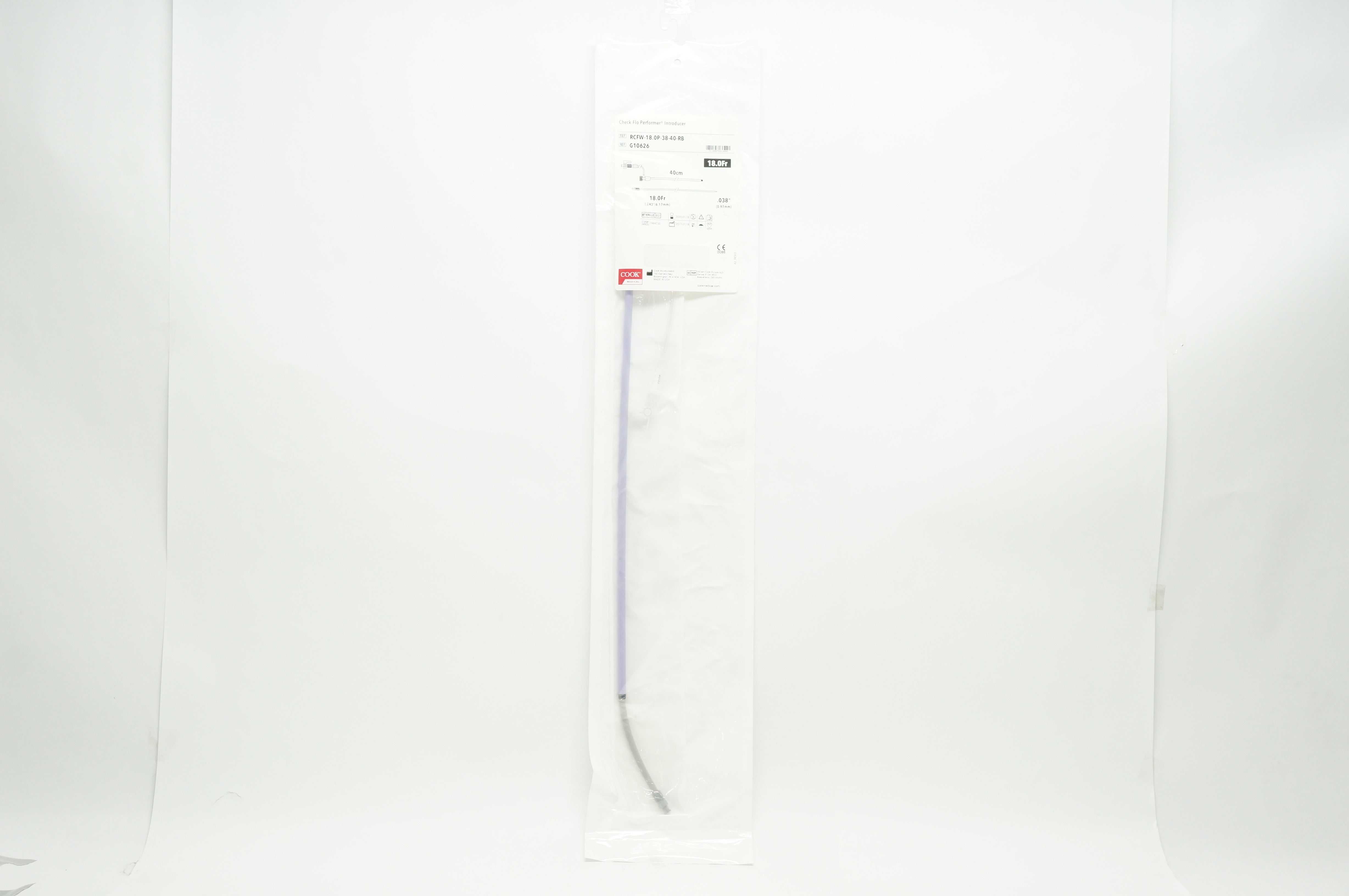 Cook Medical G10626 Check-Flo Performer Introducer 18.0Fr x 0.038inch x ...