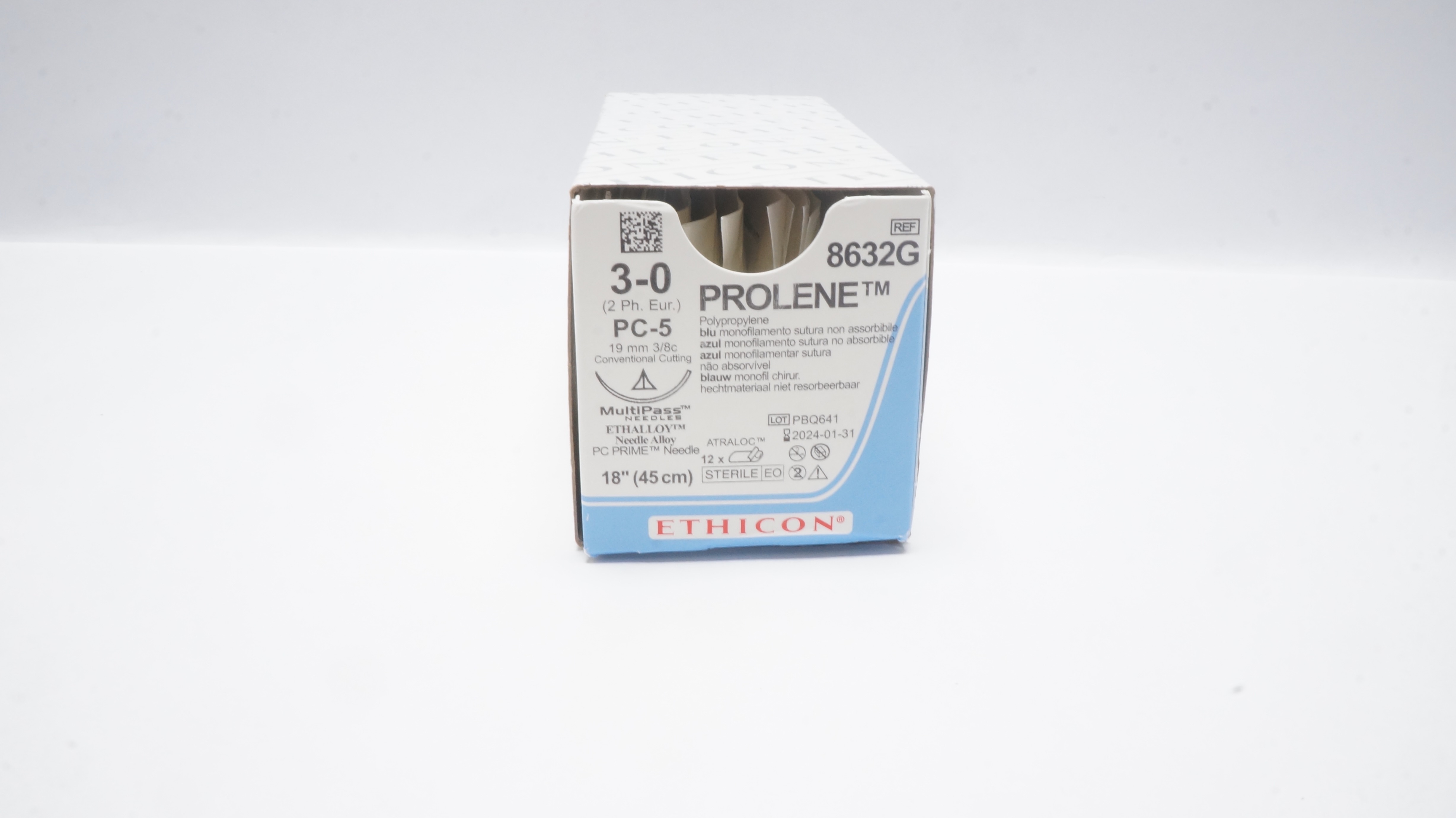 Ethicon 8632G 3-0 Stre PC-5 19mm 3/8c Conventional Cutting 18inch(x) - Box of 12