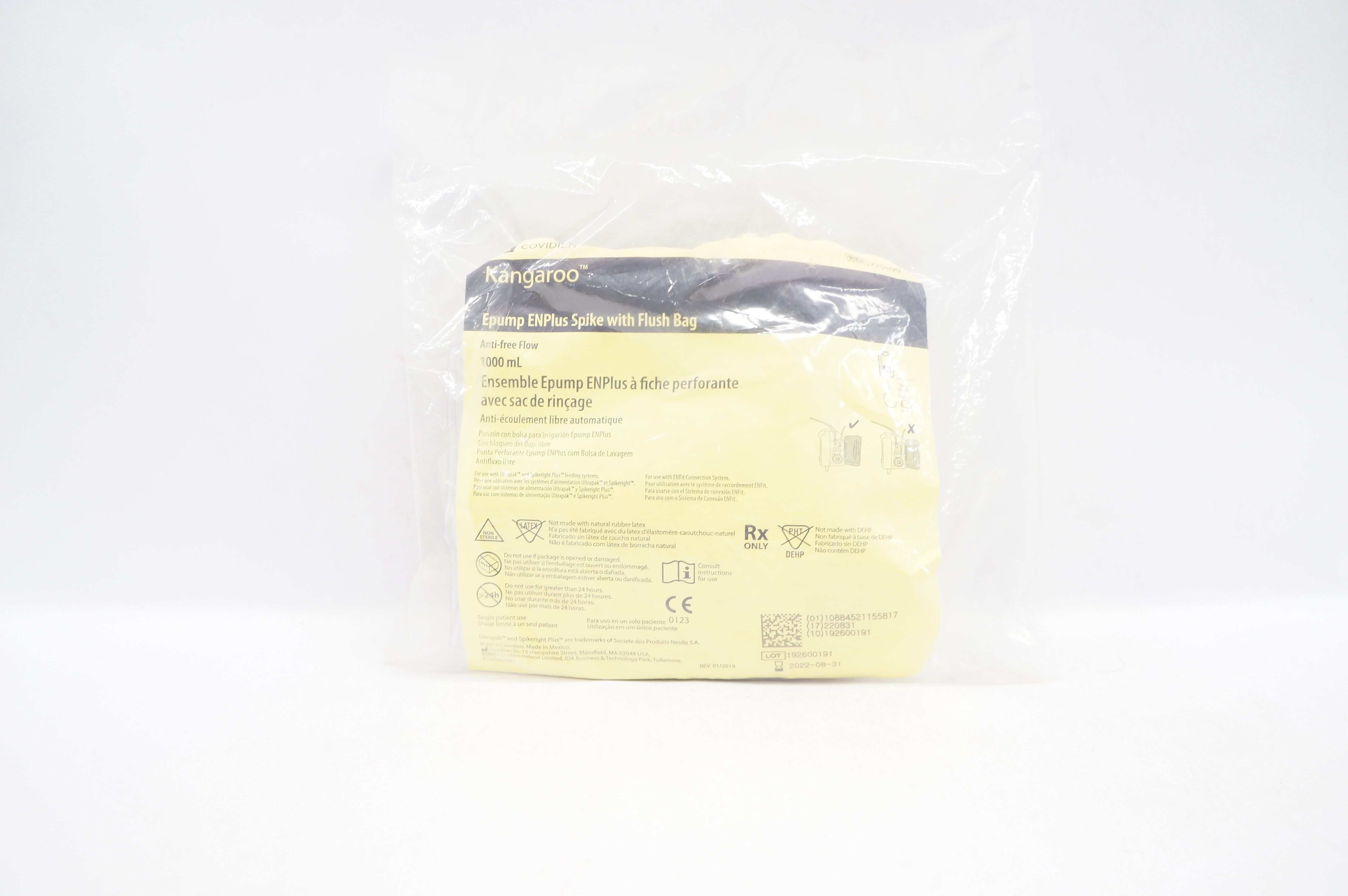 Covidien 775100 Kangaroo Epump ENPlus Spike with Flush Bag 1000mL