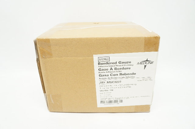 Medline MSC3222 Bordered Gauze Wound Dressing 2x2inch, Pad 1x1inch - Box of 150