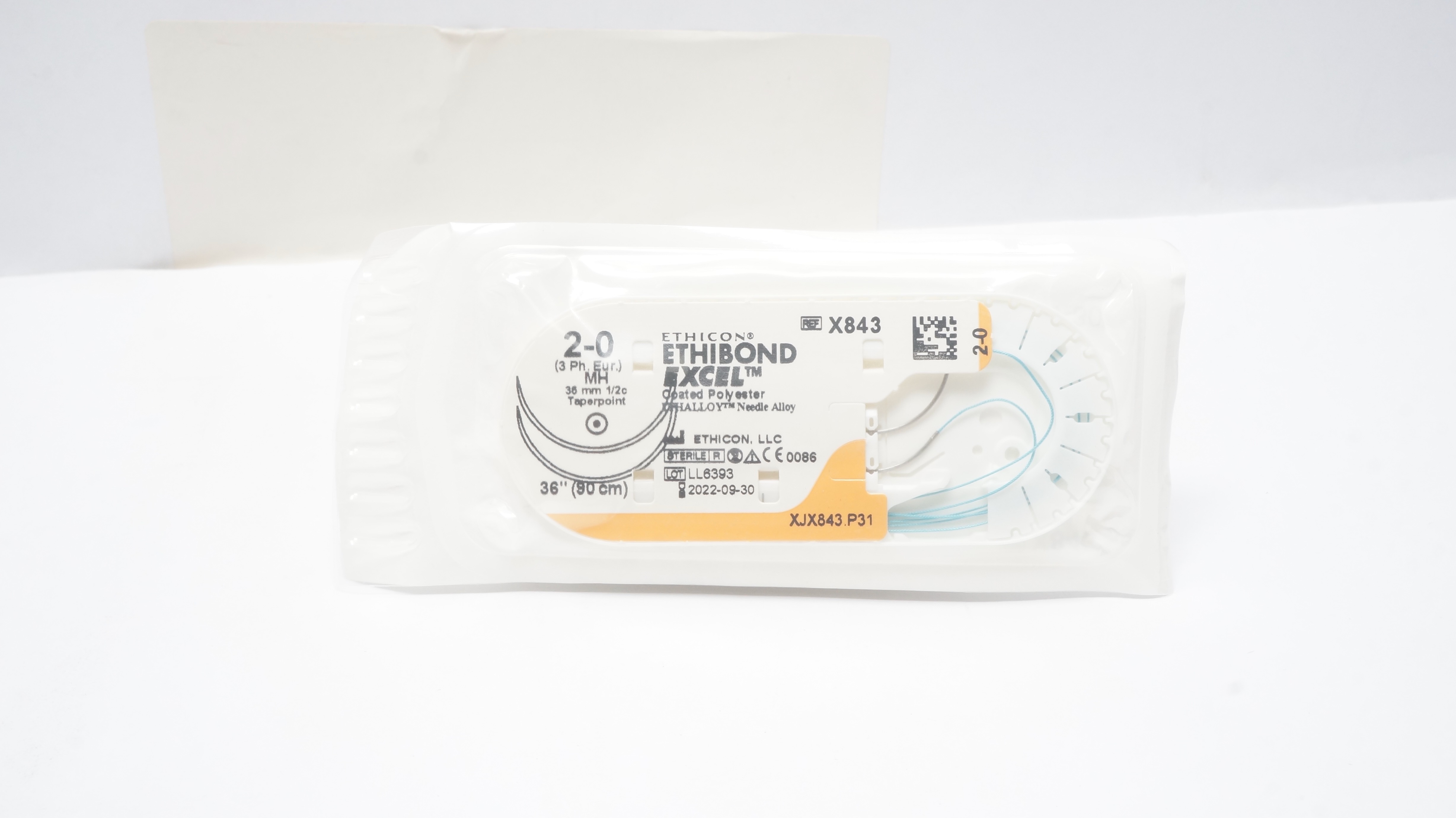 Ethicon X843 2-0 Ethibond Excel Polyester Stre MH 36mm 1/2c Taperpoint 36inch(x)