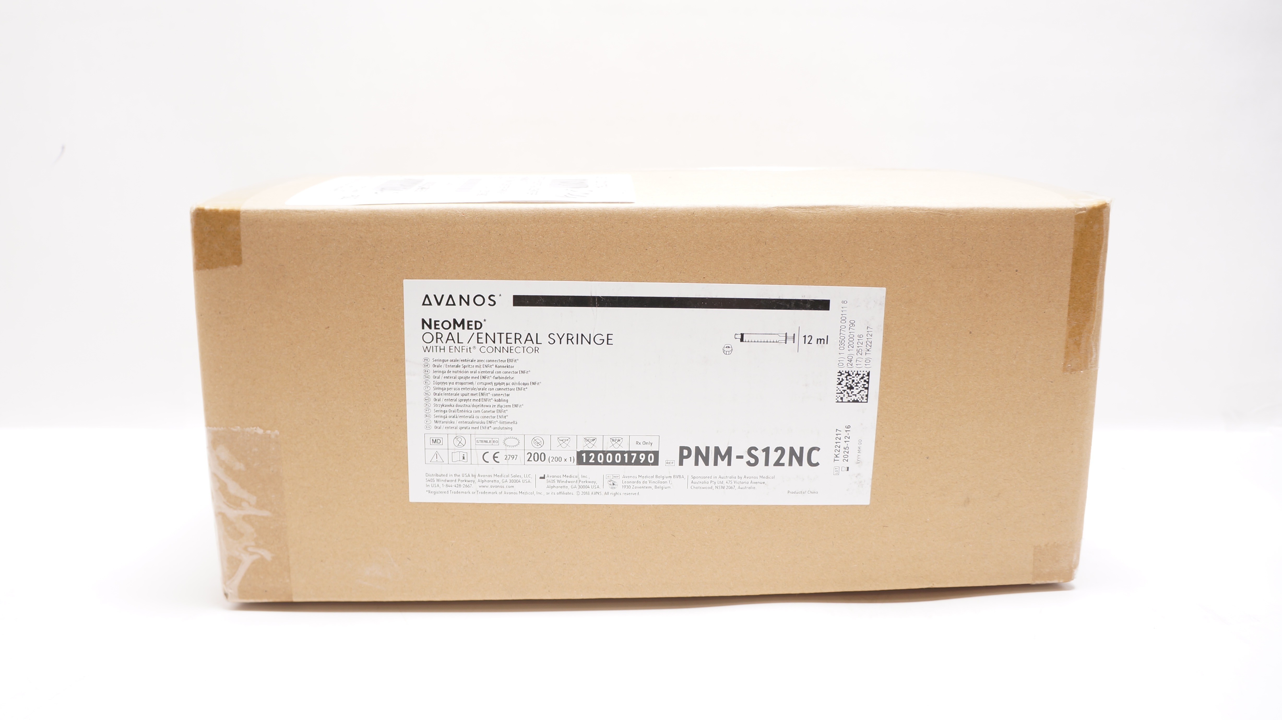 Avanos PNMS12NC NeoMed Oral/Enteral Syringe w/ENFIT Connector 12mL