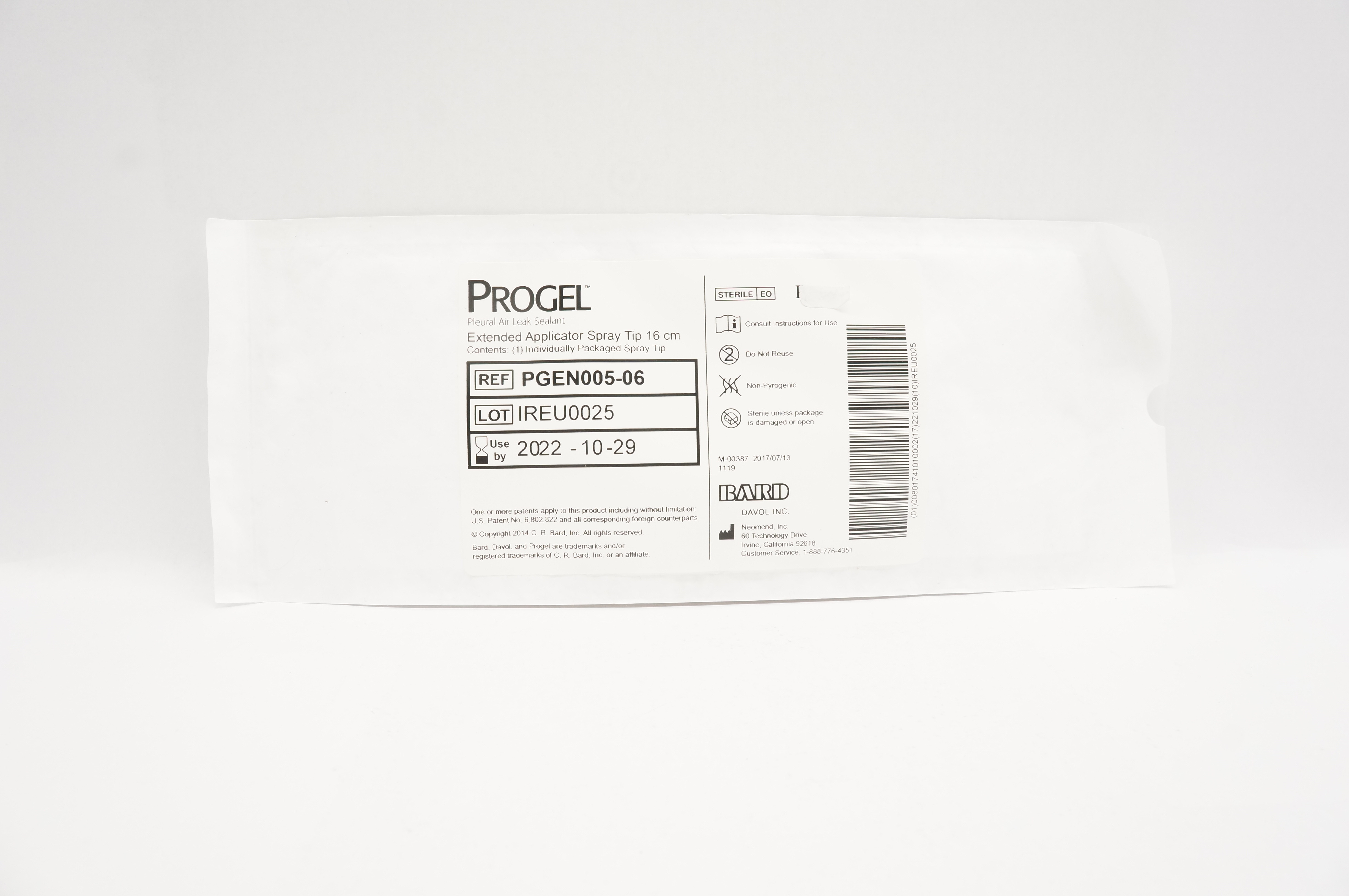 Bard PGEN00506 Pleural Air Leak Sealant Extended Applicator Spray Tip