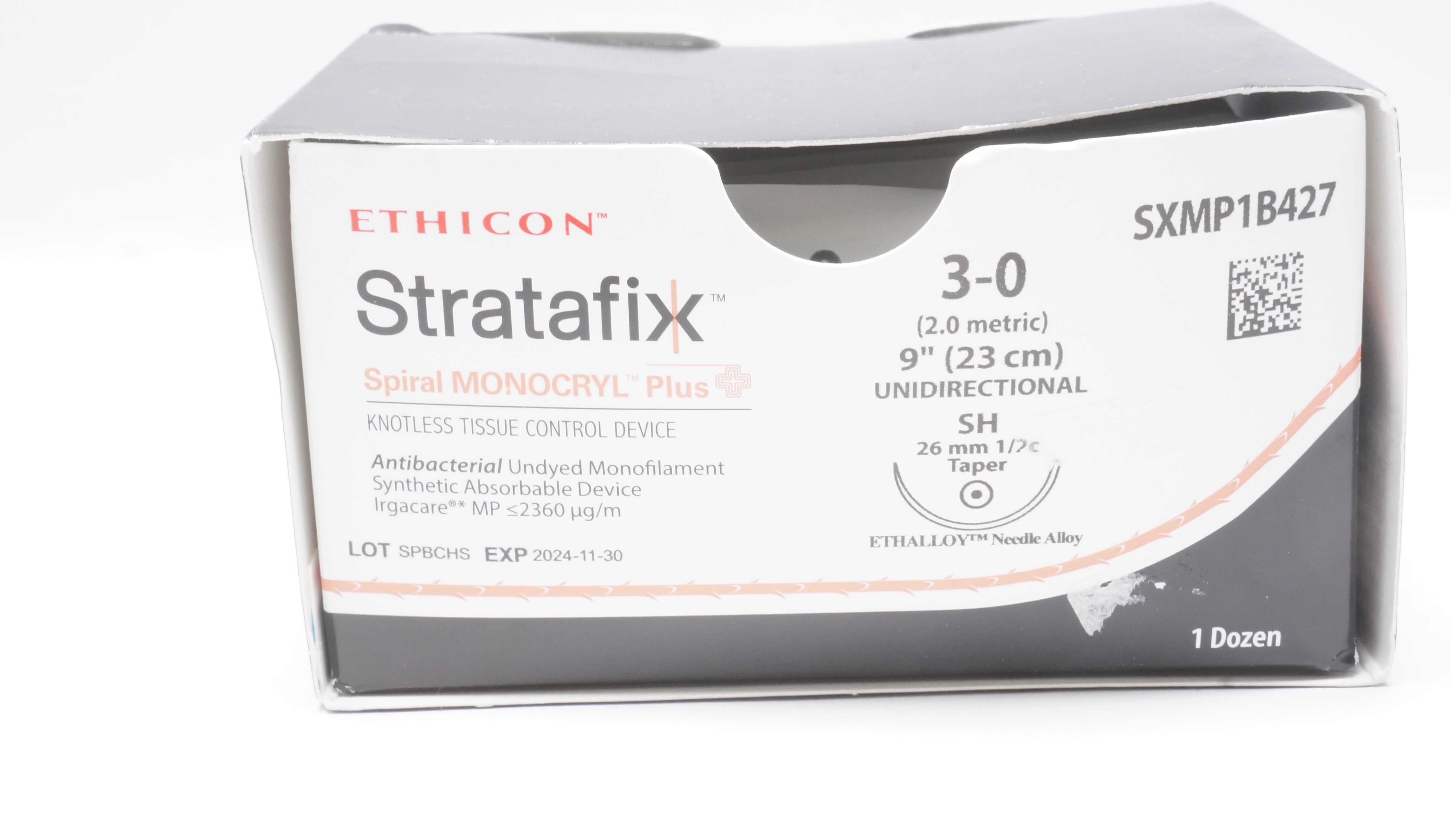Ethicon SXMP1B427 3-0 STRATAFIX Monocryl Stre SH 26mm 1/2c Taper 9inch- Box of 9