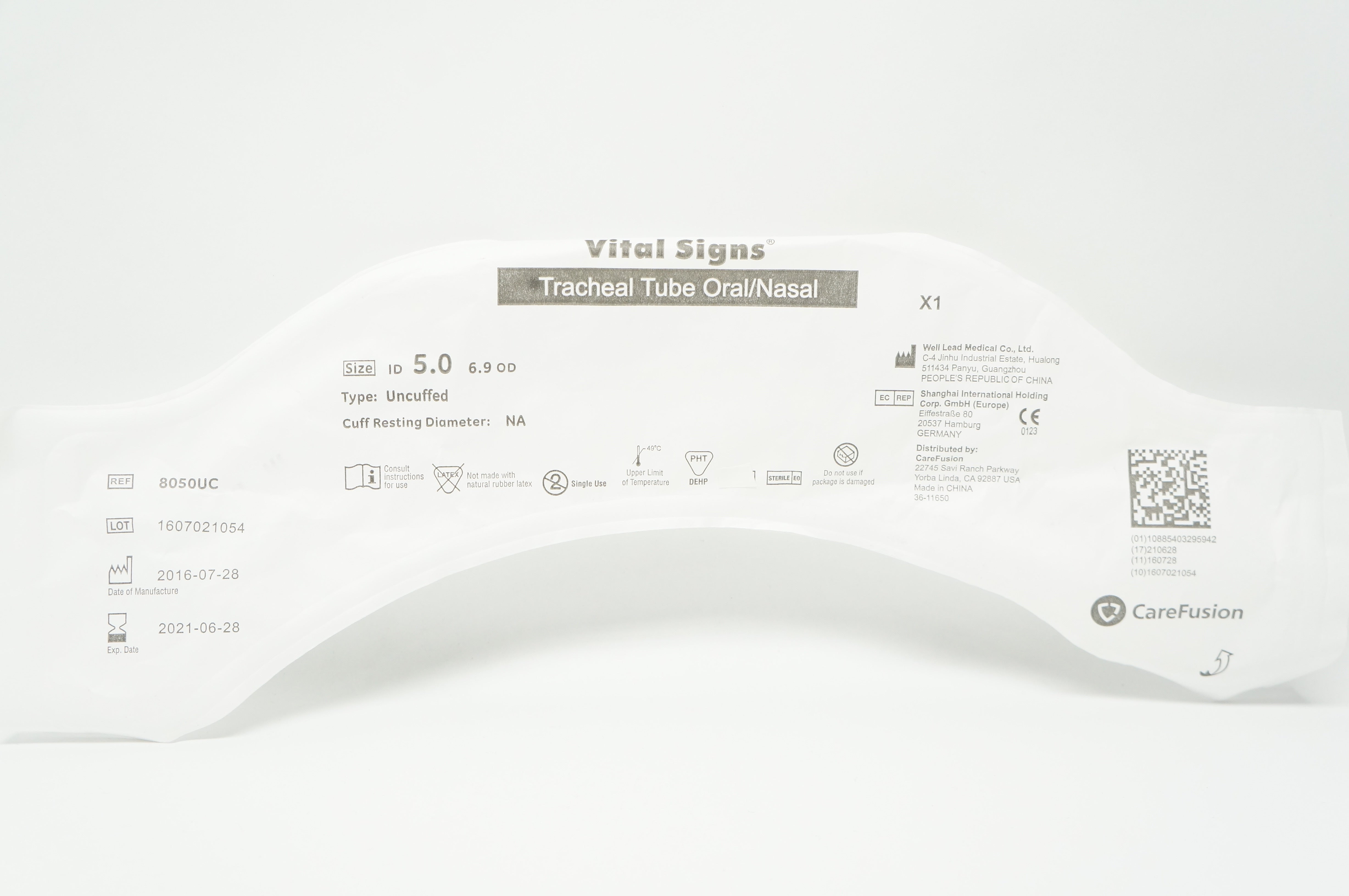 Well Lead Medical 8050UC Vital Signs Tracheal Tube Oral/Nasal 5.0 x 6.9 (x)