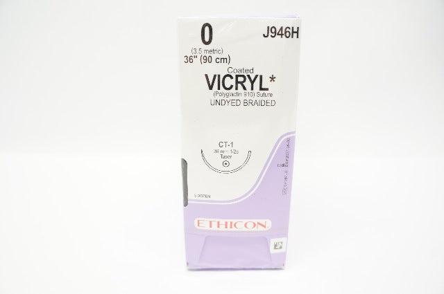 Ethicon J946H 0 VICRYL Stre Undyed Braided CT-1 36mm 1/2c Taper 36inch-Box of 36