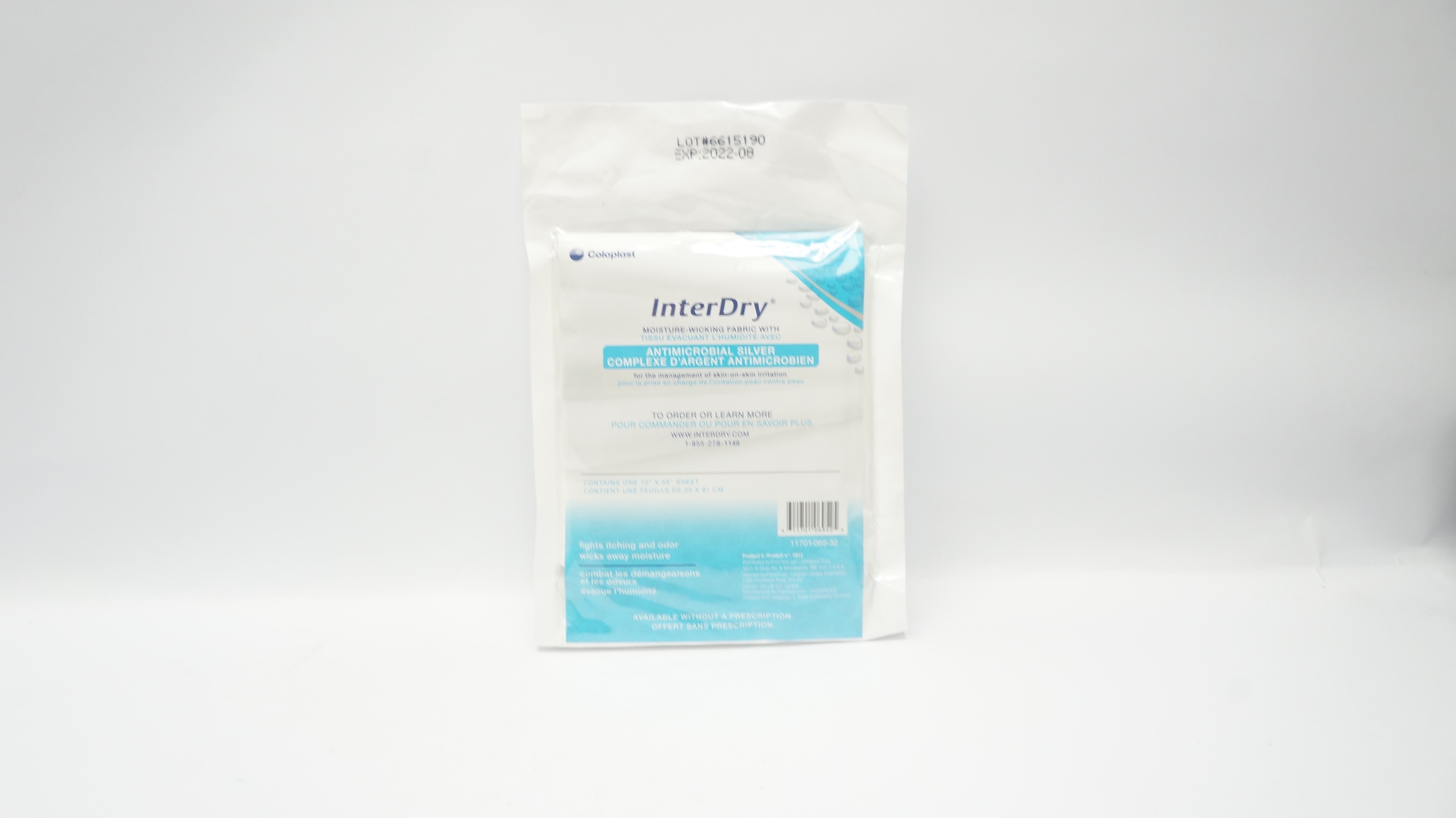 Coloplast 7912 InterDry Moisture-Wicking Fabric w/Antimicrobial Silver 10x36in(x)