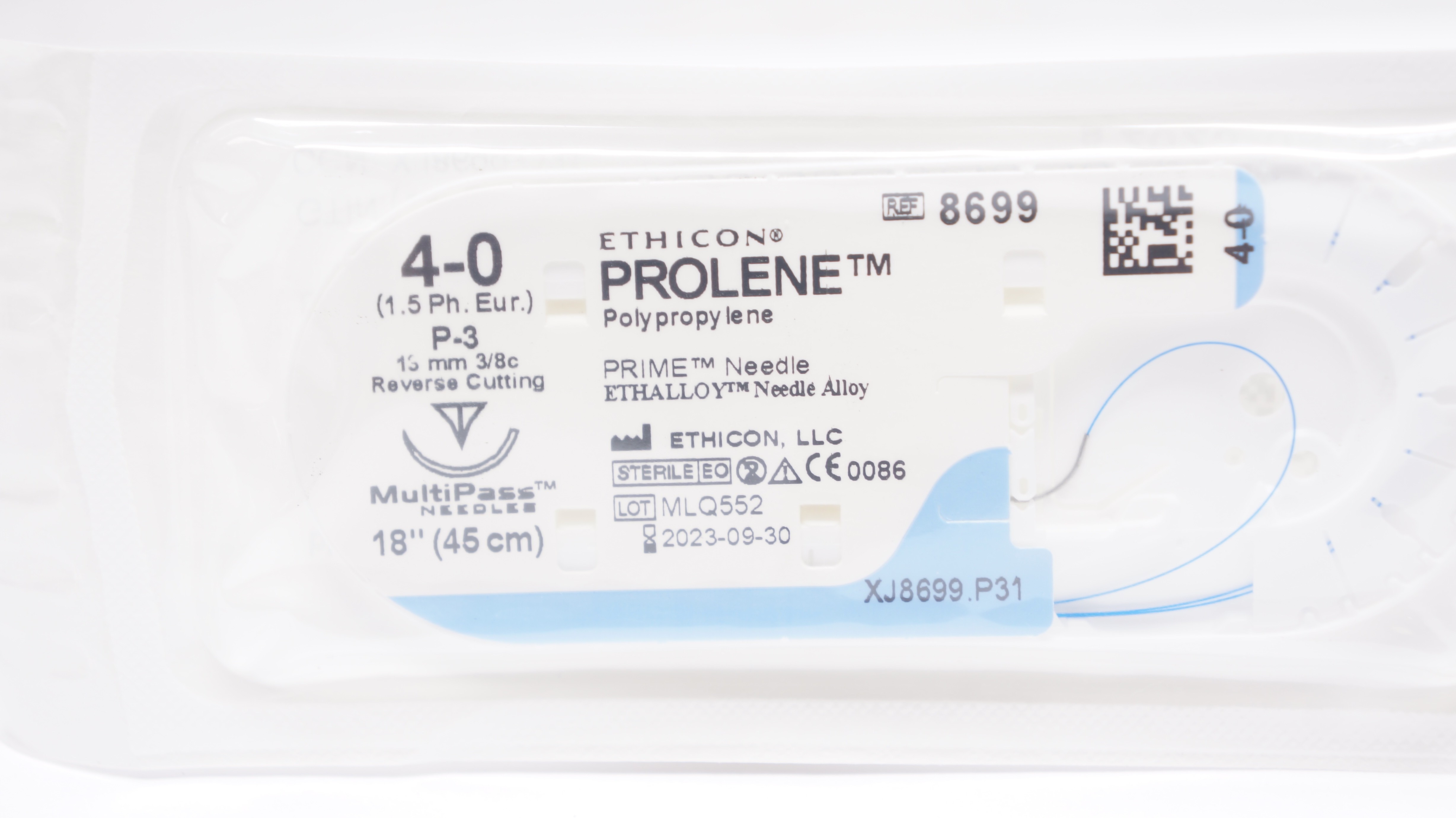 Ethicon 8699 4-0 PROLENE Stre P-3, 13mm 3/8c Reverse Cutting, 18inch (x)