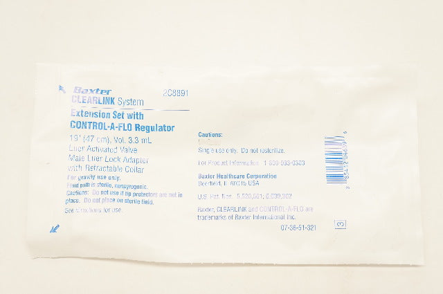 Baxter 2C8891 Clearlink System Extension Set With Regulator 19inch x 3.3mL