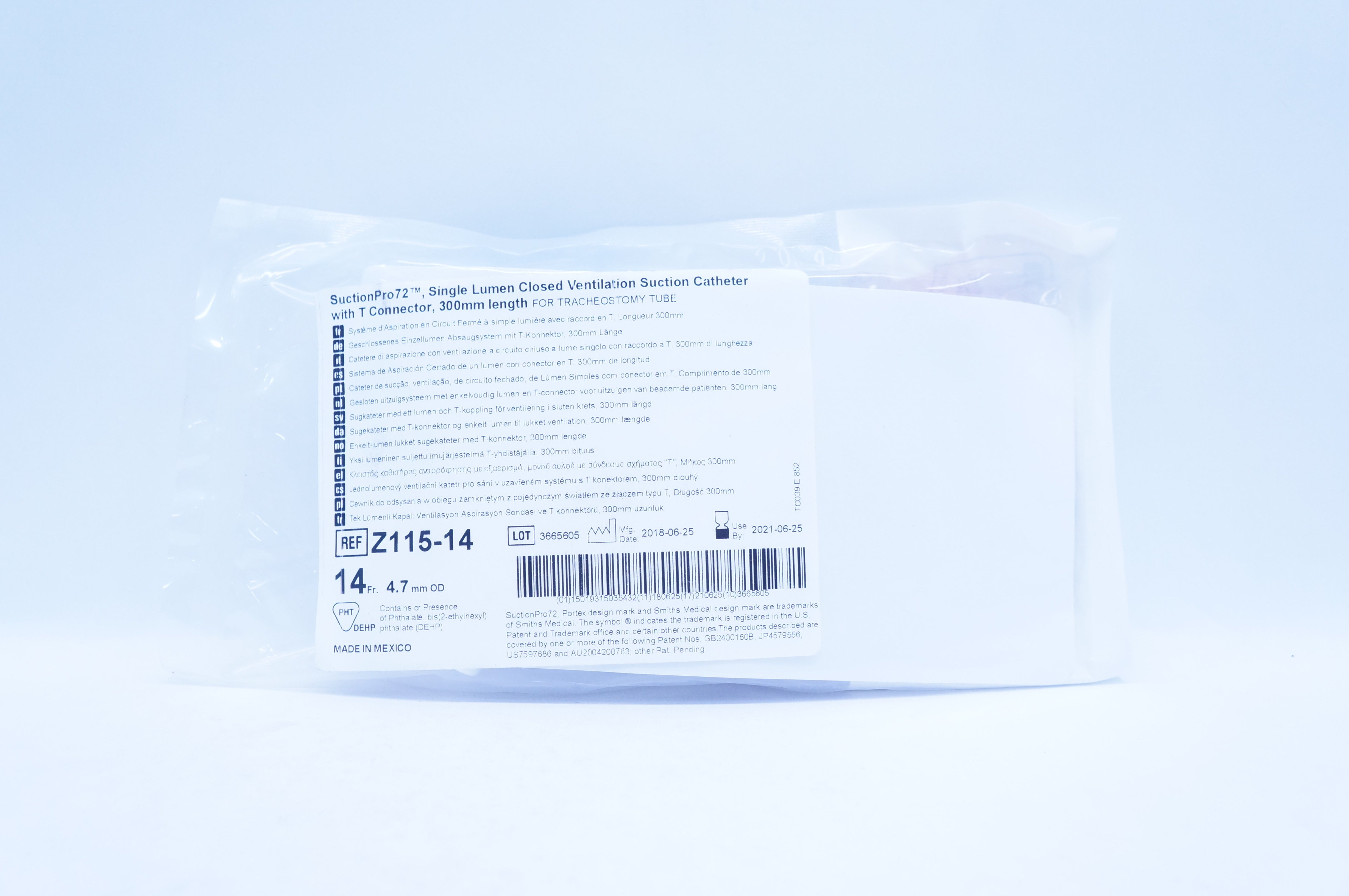 Smiths Medical 72 Z115-14 Closed Ventilation Suction Cath. 14Fr x 4.7mm OD