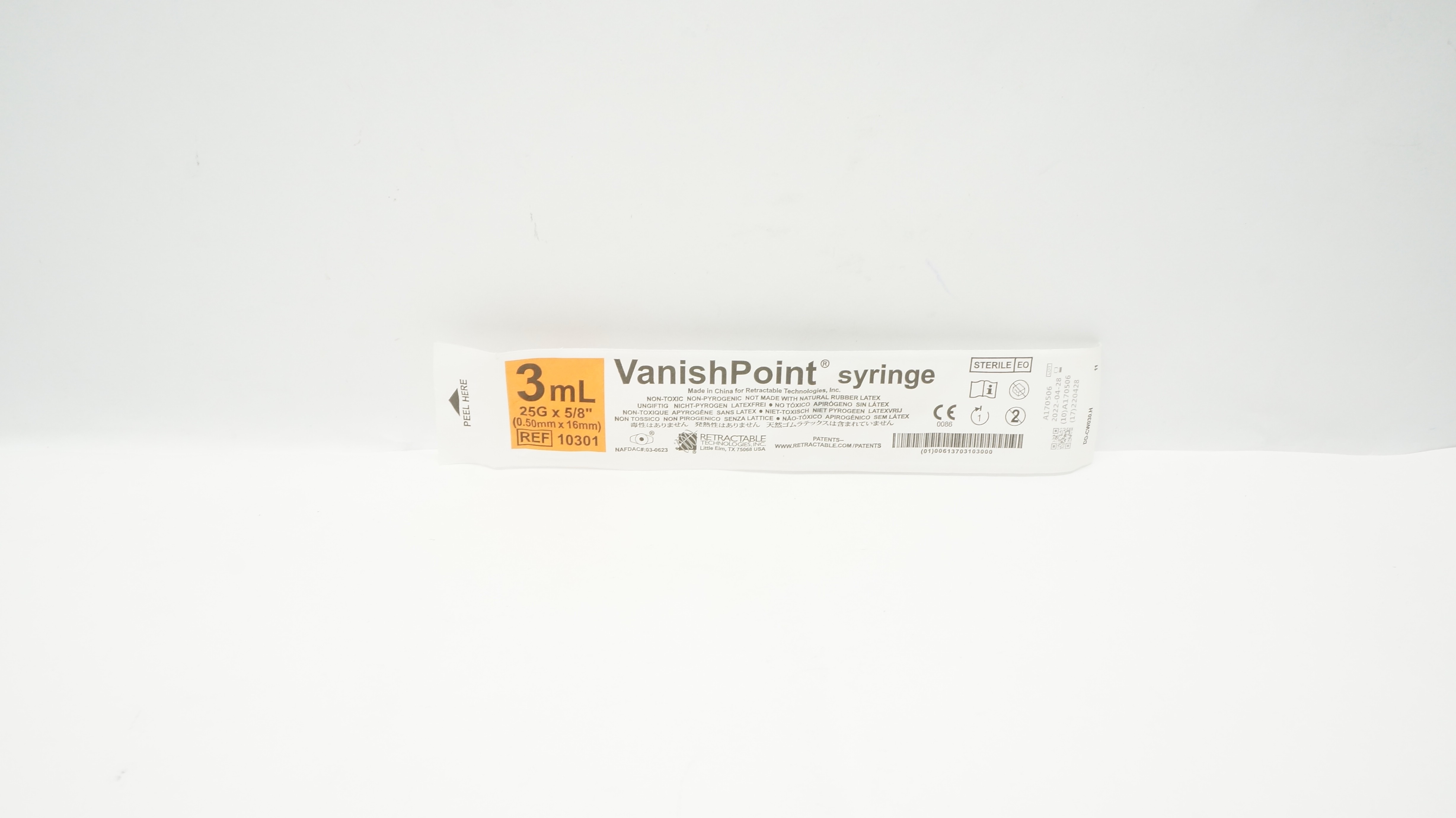 Retractable 10301 VanishPoint 3mL Syringe 25G x 5/8Inch Ndle. (x)