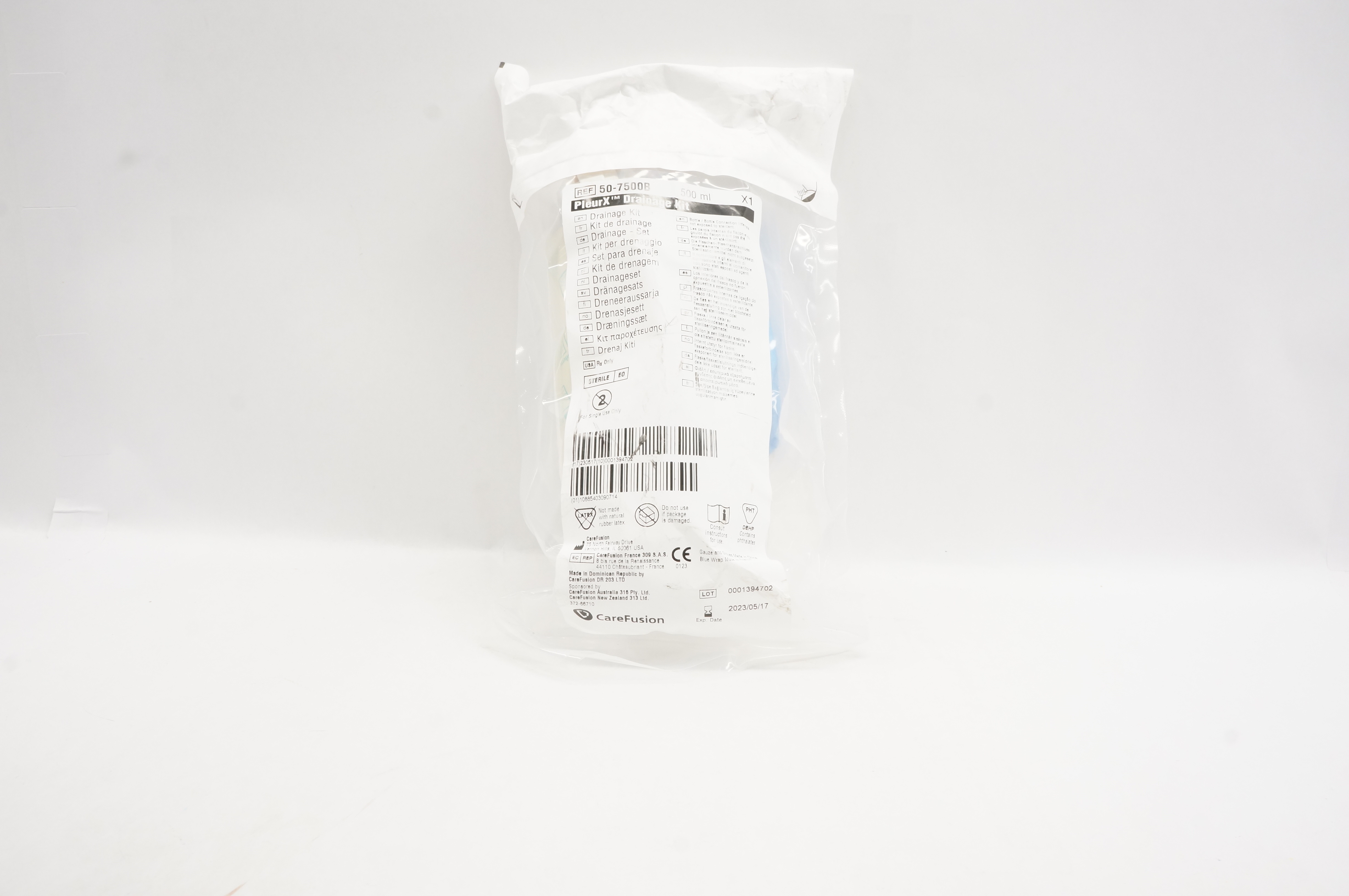 CareFusion 50-7500B PleurX Drainage Kit 500ml