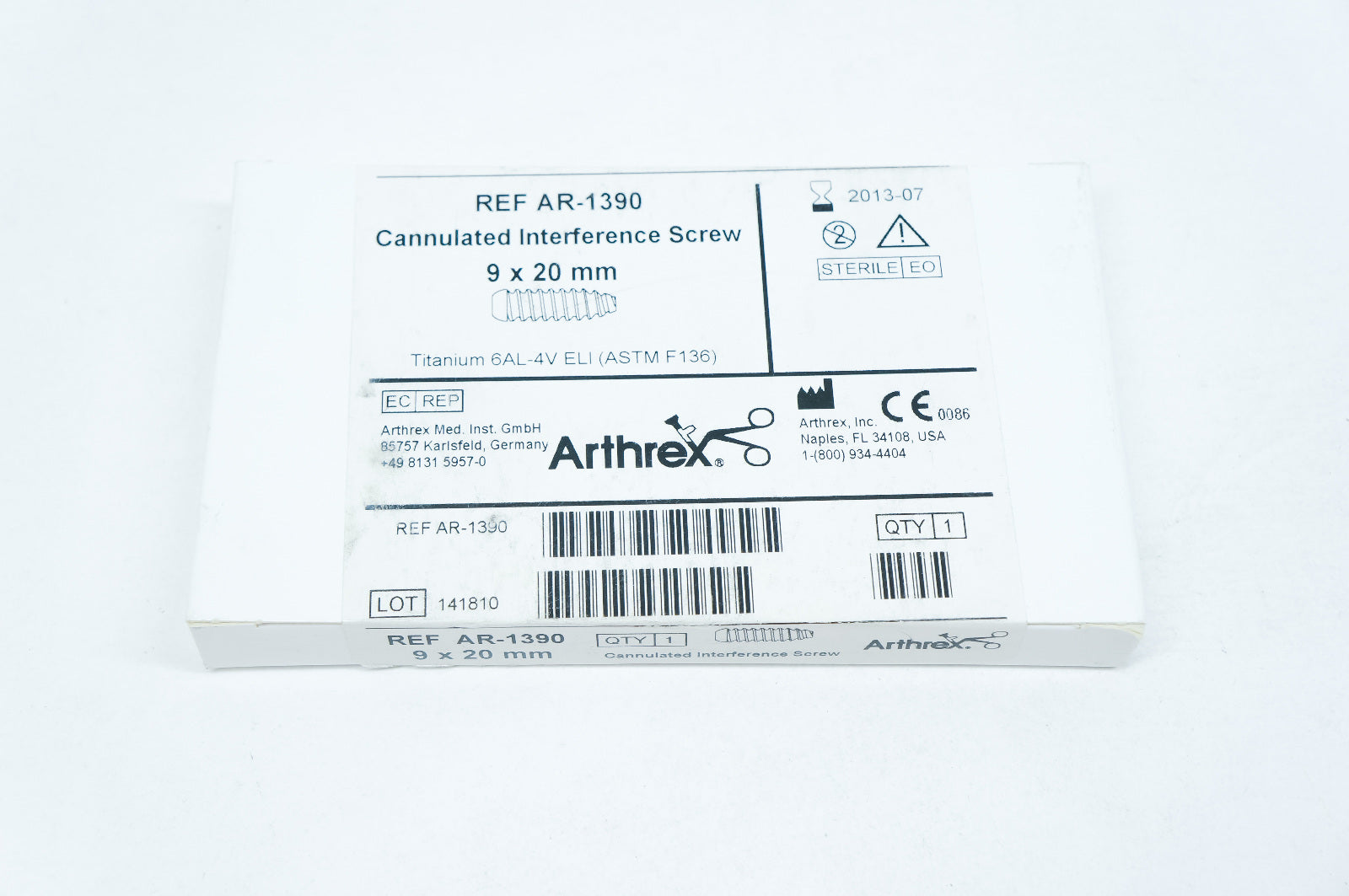 Arthrex AR-1390 Cannulated Interference Screw 9 x 20mm (x)