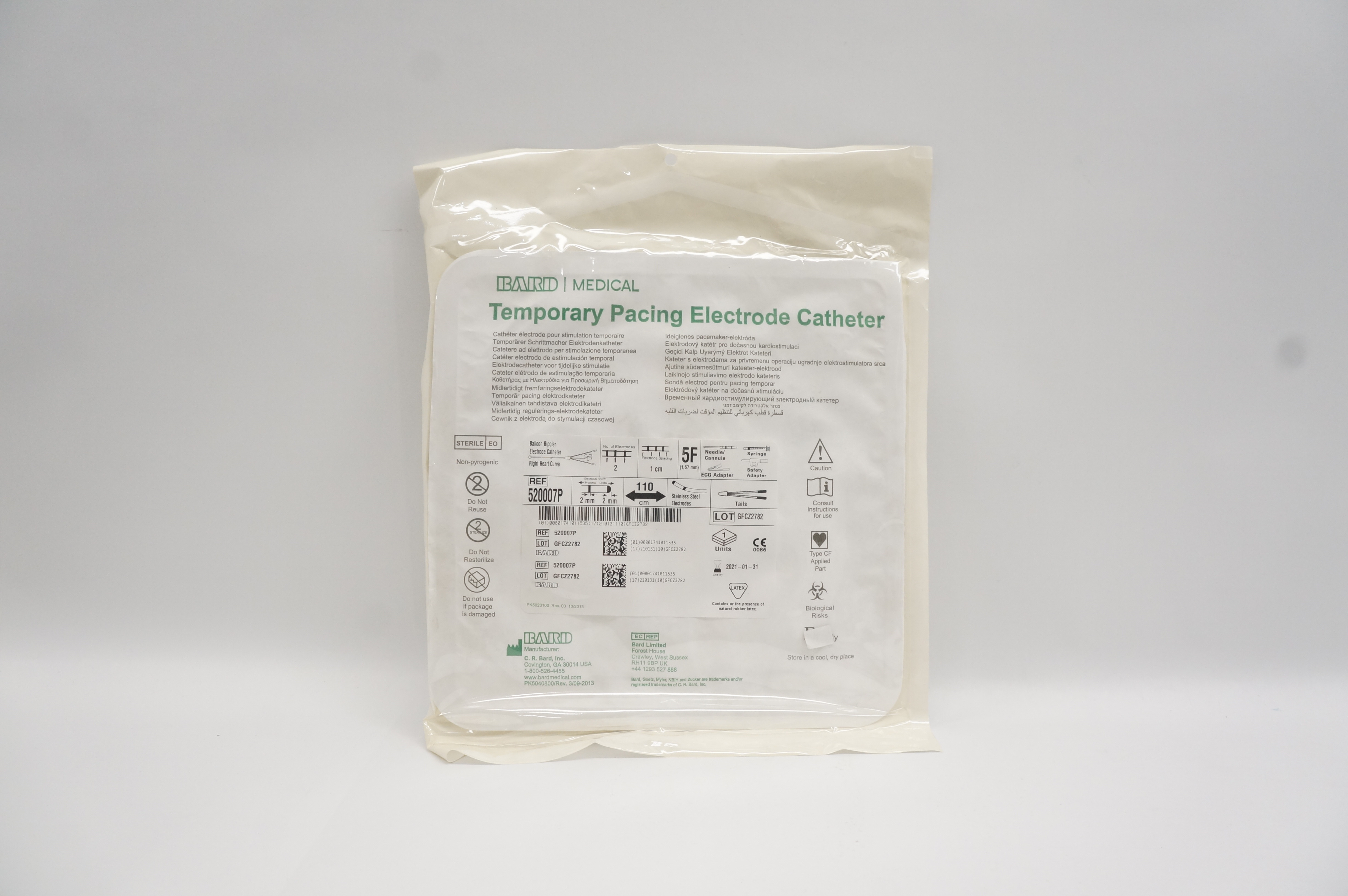 Bard 520007P Temporary Pacing Electrode Cath. 5F x 110cm (x)