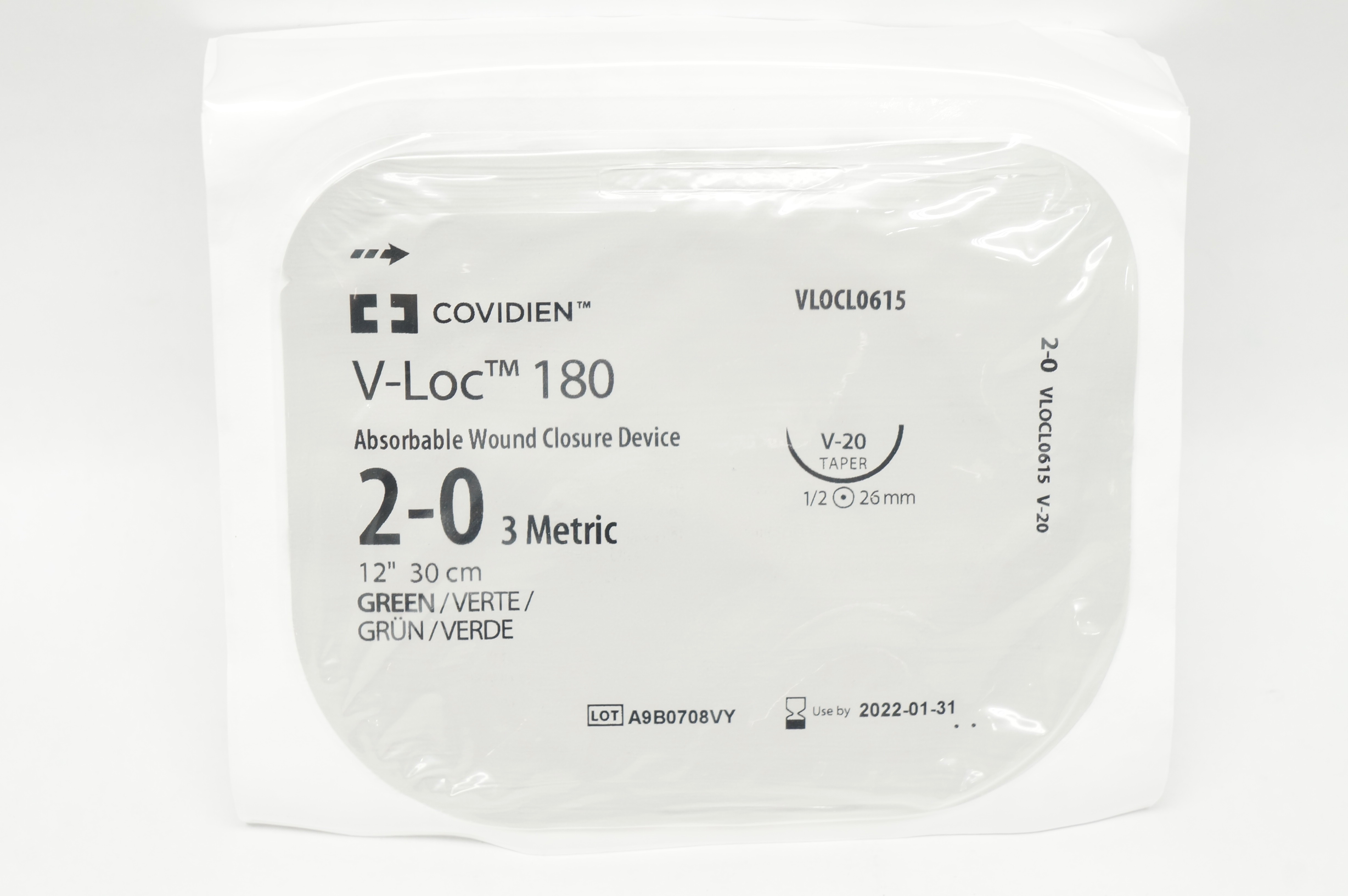 Covidien VLOCL0615 2-0 V-Loc 180, V-20, 1/2 26mm, 12inch (x)
