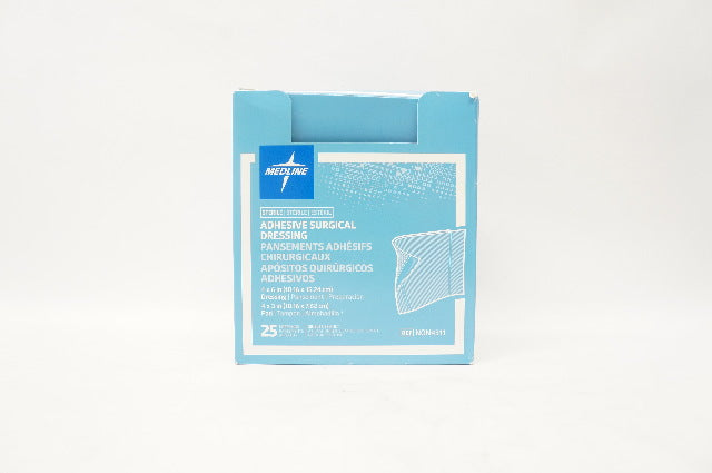 Medline NON4311 Adhesive Surgical Dressing 4x6 inch, Pad 4x3 inch - Box of 25