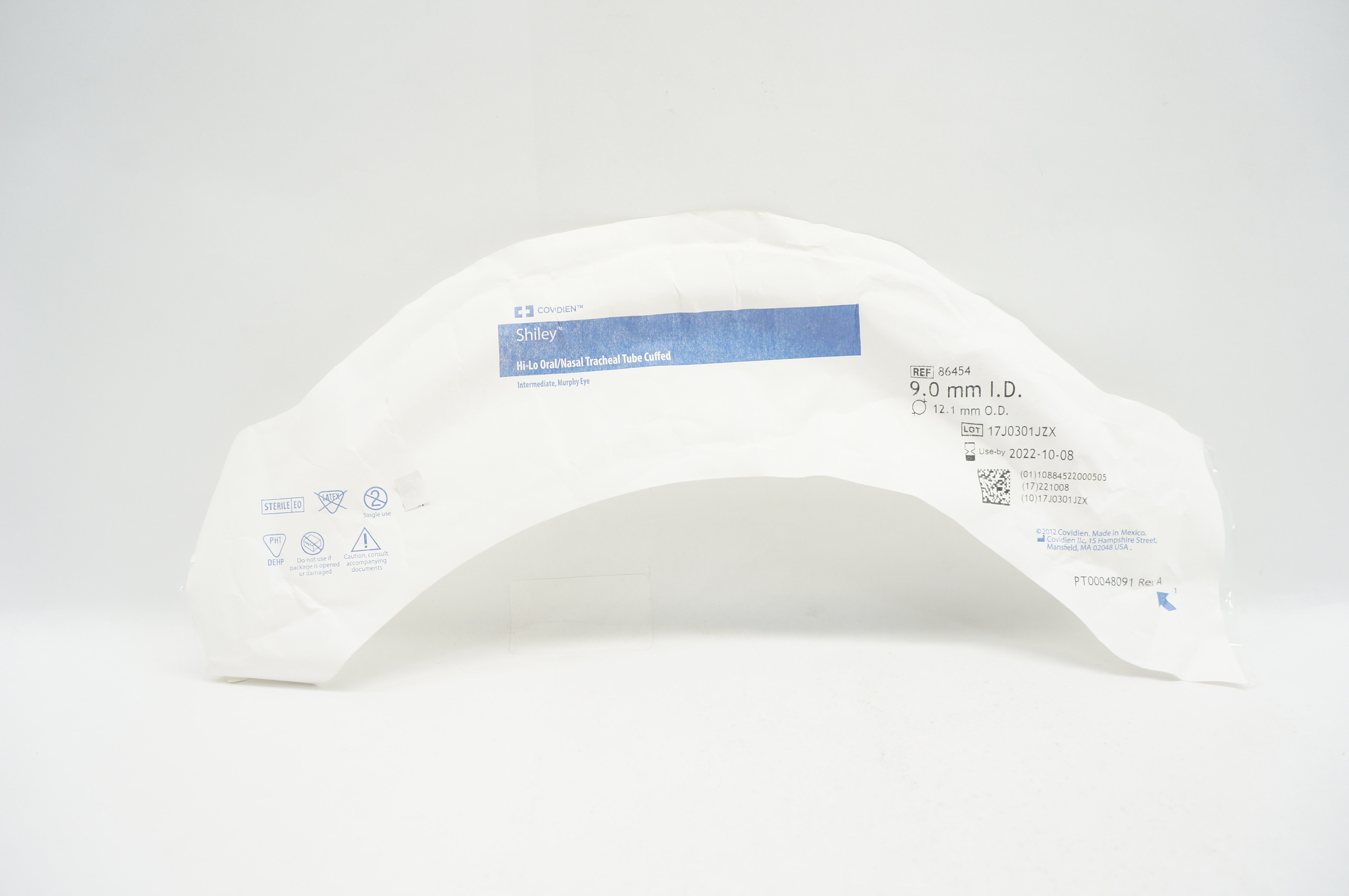 Covidien 86454 Shiley Hi-Lo Oral/Nasal Tracheal Tube Cuffed 9.0mm x 12.1mm