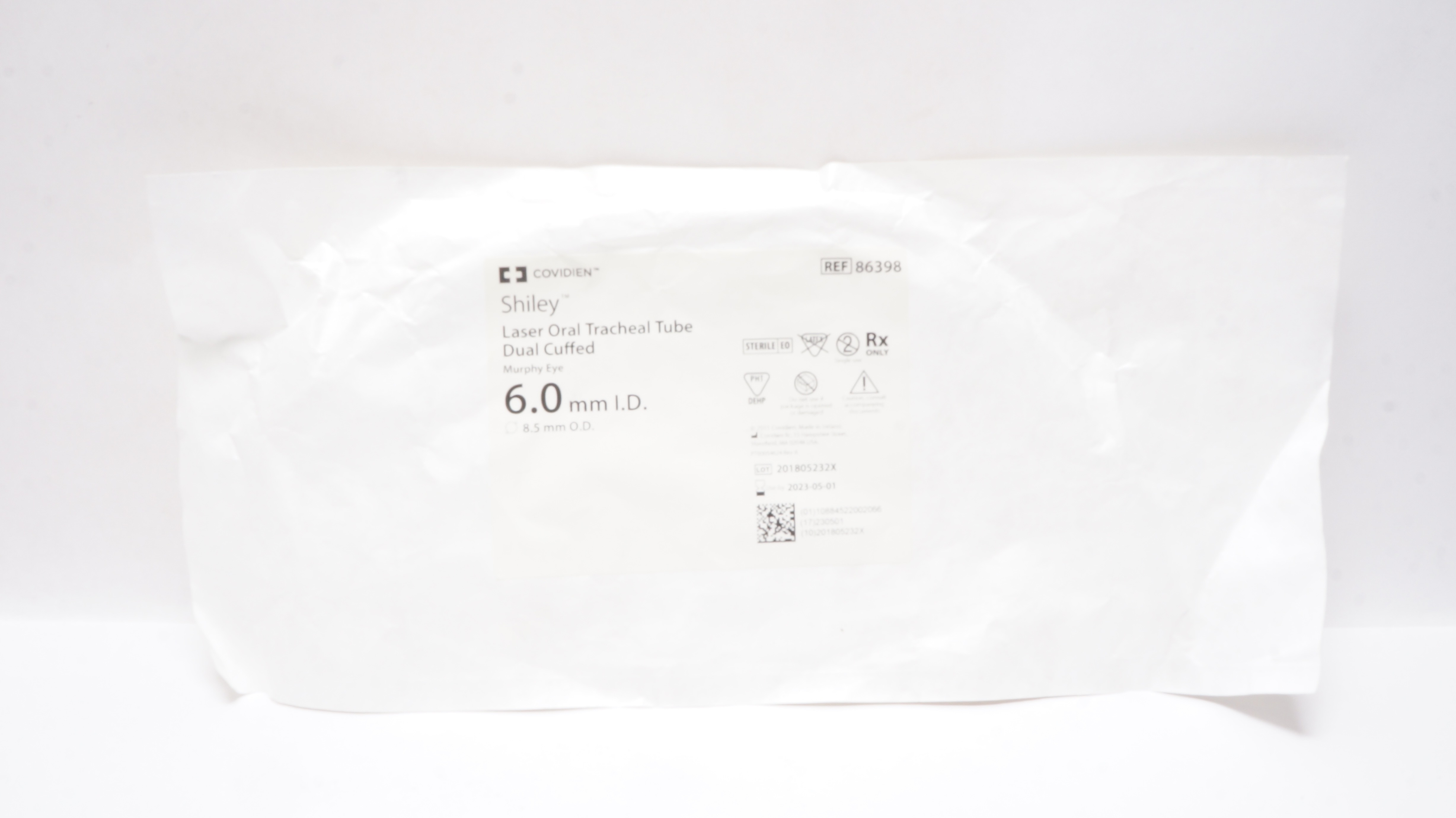 Covidien 86398 Shiley Laser Oral Tracheal Tube Dual, Cuffed 6.0 ID x 8.5mm OD(x)