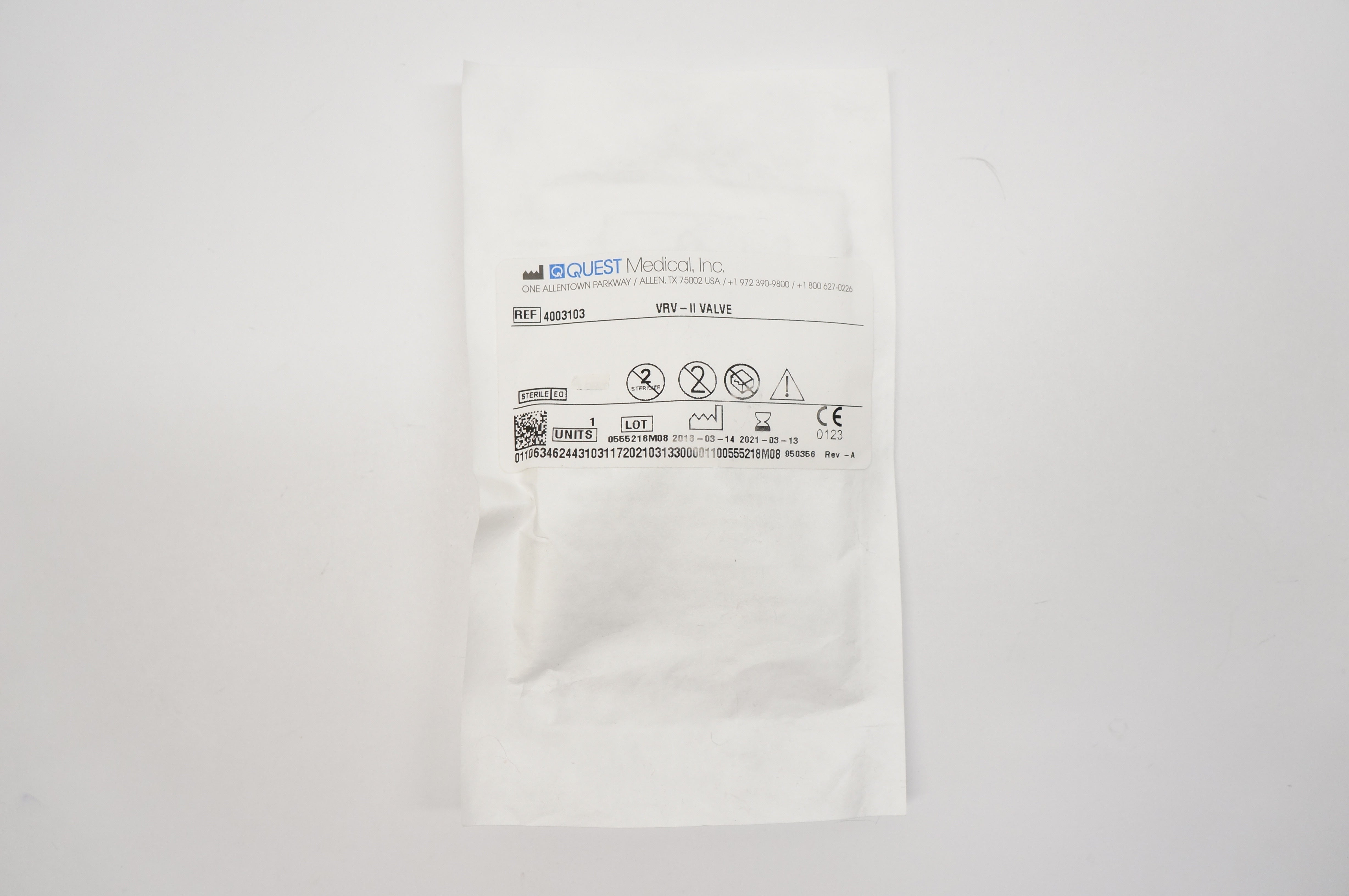 Quest Medical 4003103 Triple-Action Vacuum Relief Valve VRV-II