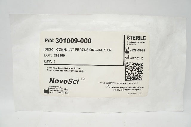 NovoSci 301009-000 Conn 1/4inch Perfusion Adapter (x)