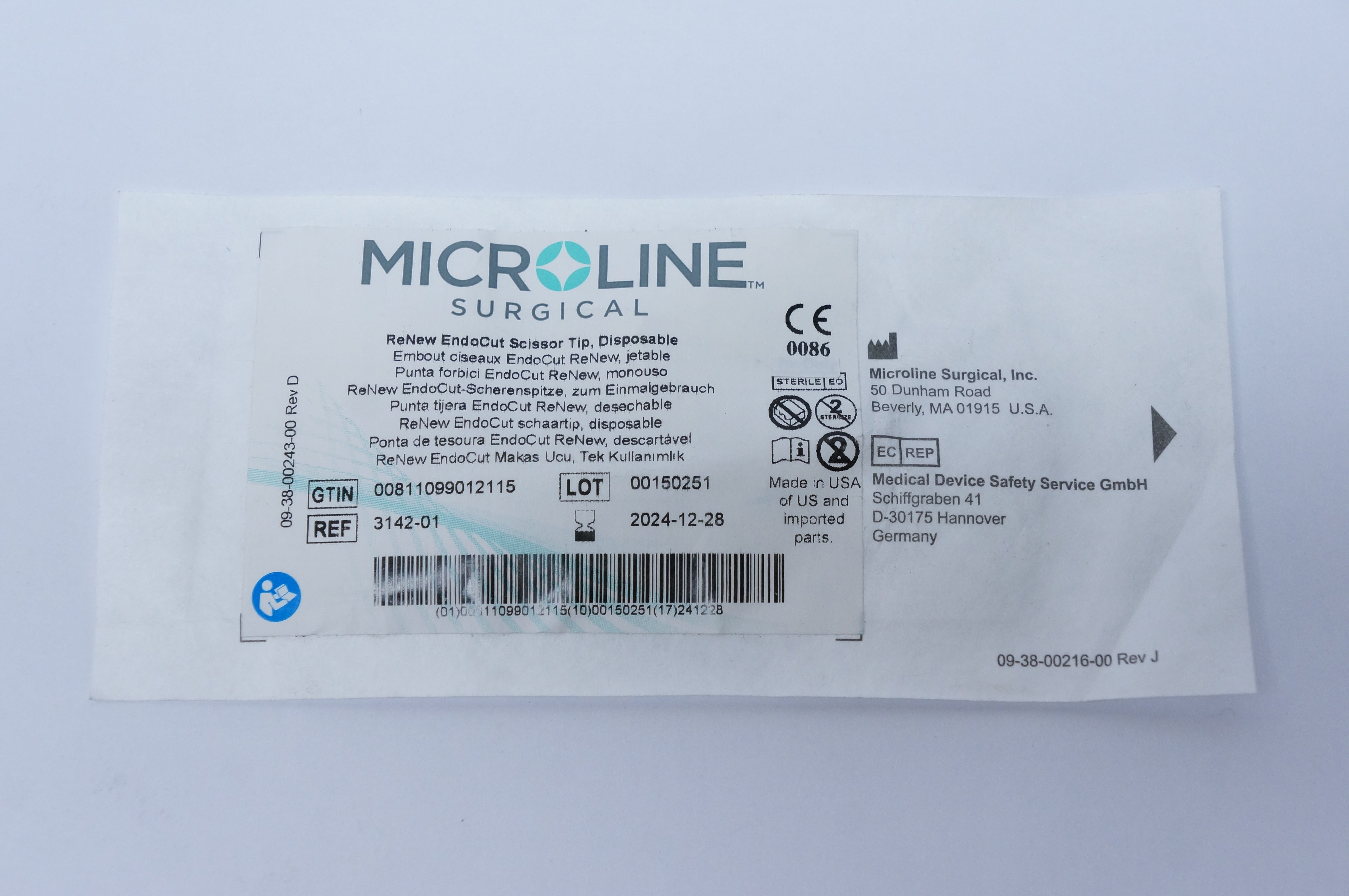 Microline Surgical 3142-01 ReNew EndoCut Scissors Tip, Disposable