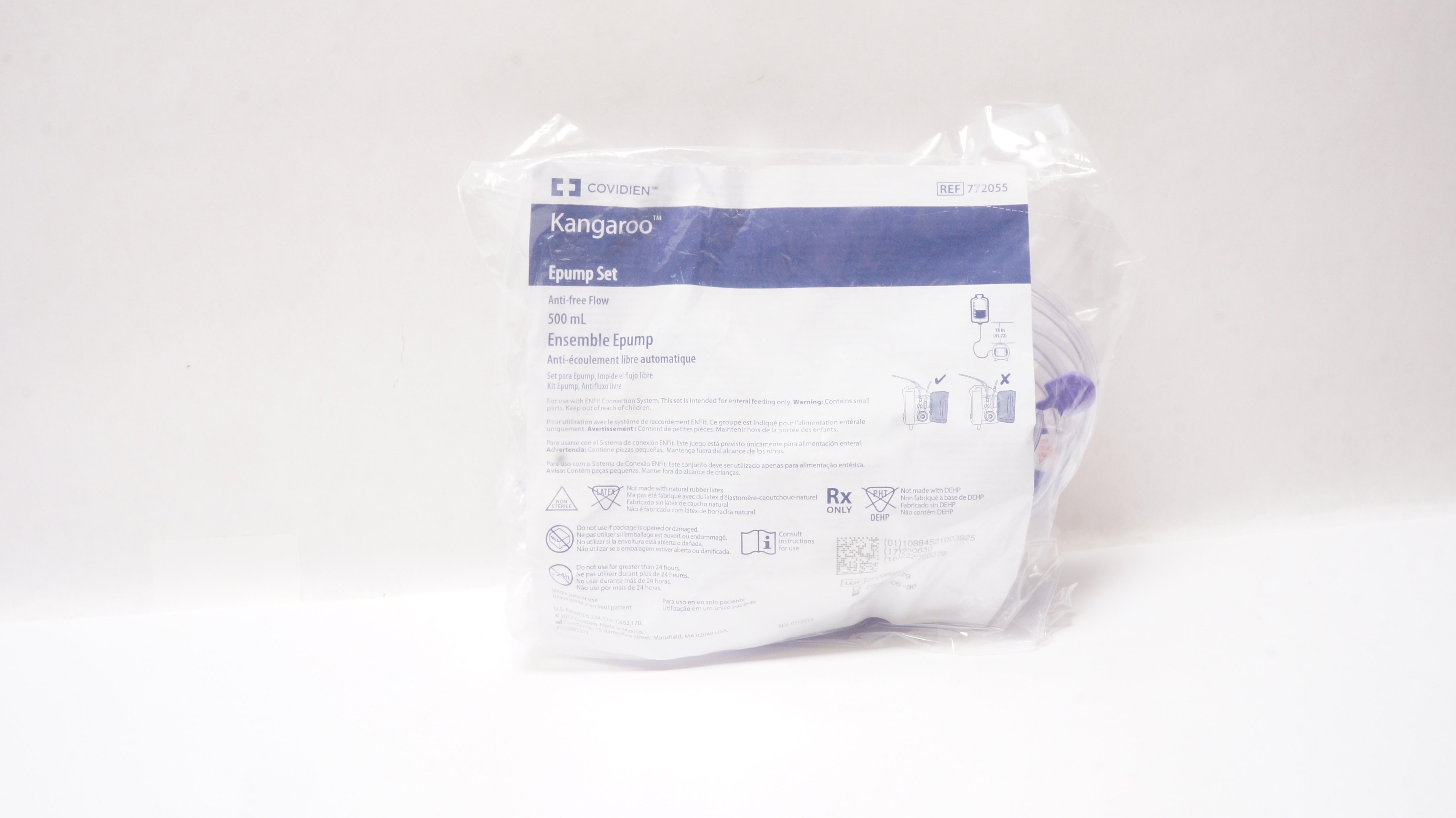 Covidien 772055 Kangaroo Epump Set Anti-Free Flow 500mL