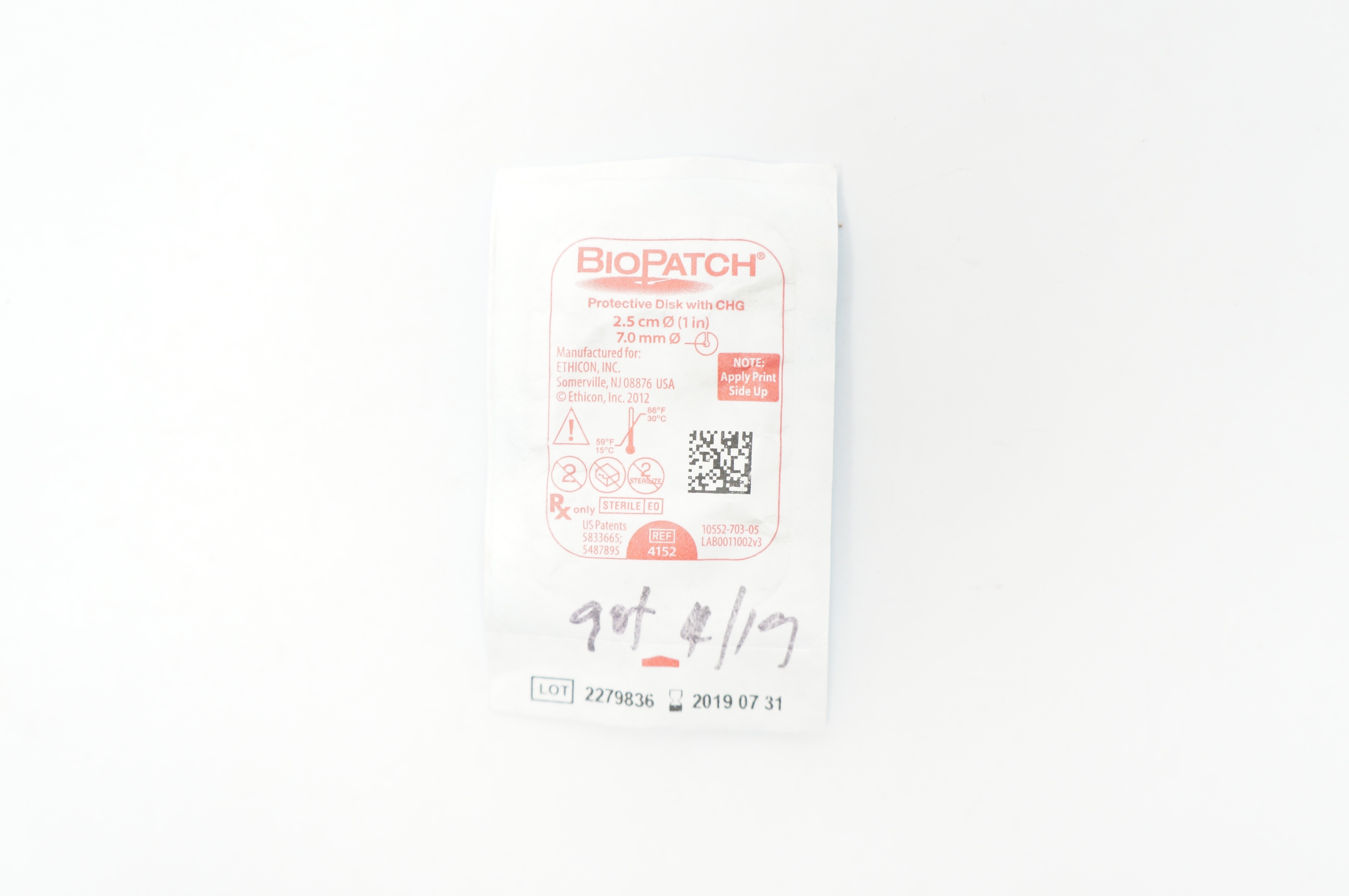 Ethicon 4152 BioPatch Protective Disk with CHG 1 in. x 7.0 mm (x)