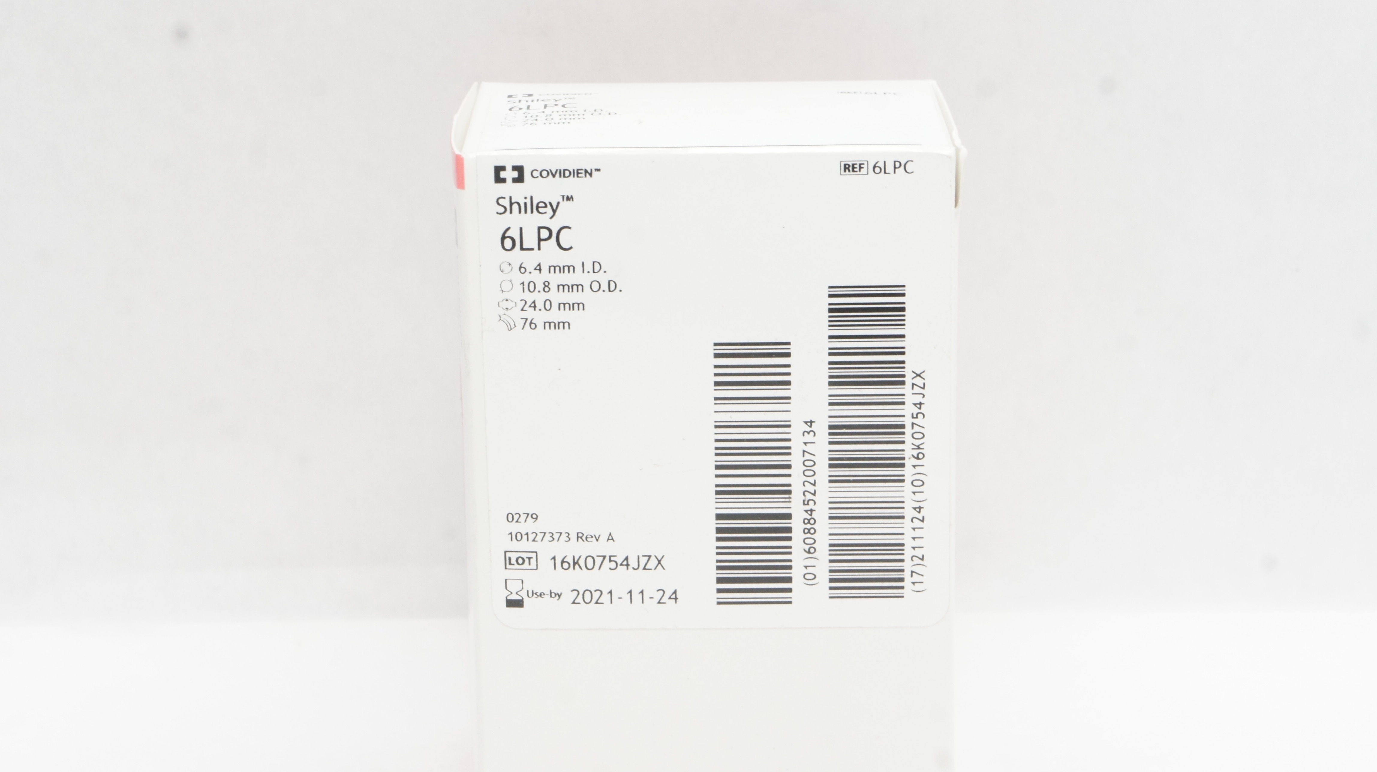 Covidien 6LPC Shiley Tracheostomy Tube Cuffed 6.4 ID x 10.8 OD x 24.0 x 76mm (x)