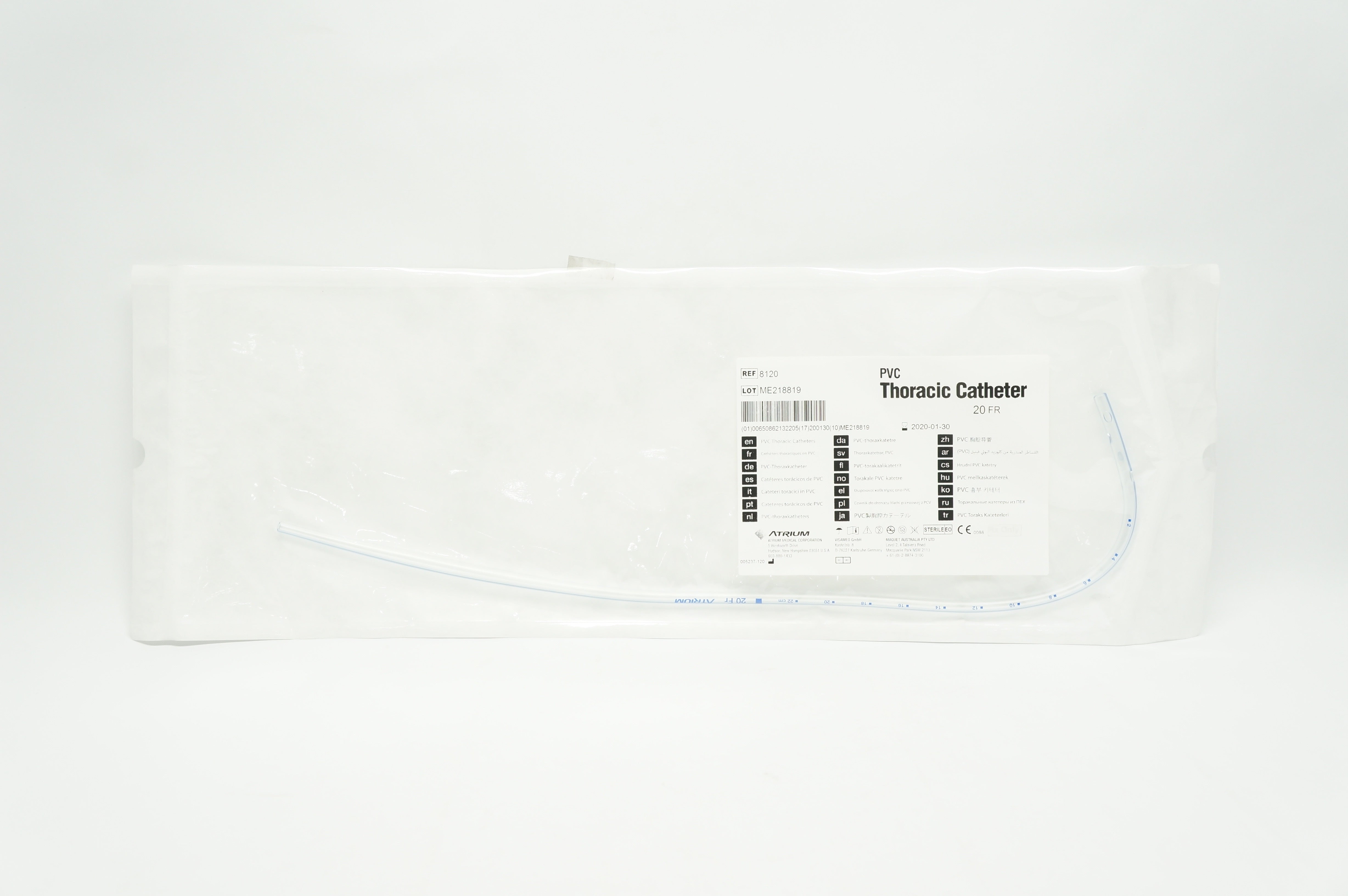 Atrium 8120 PVC Thoracic Cath. 20FR (x)
