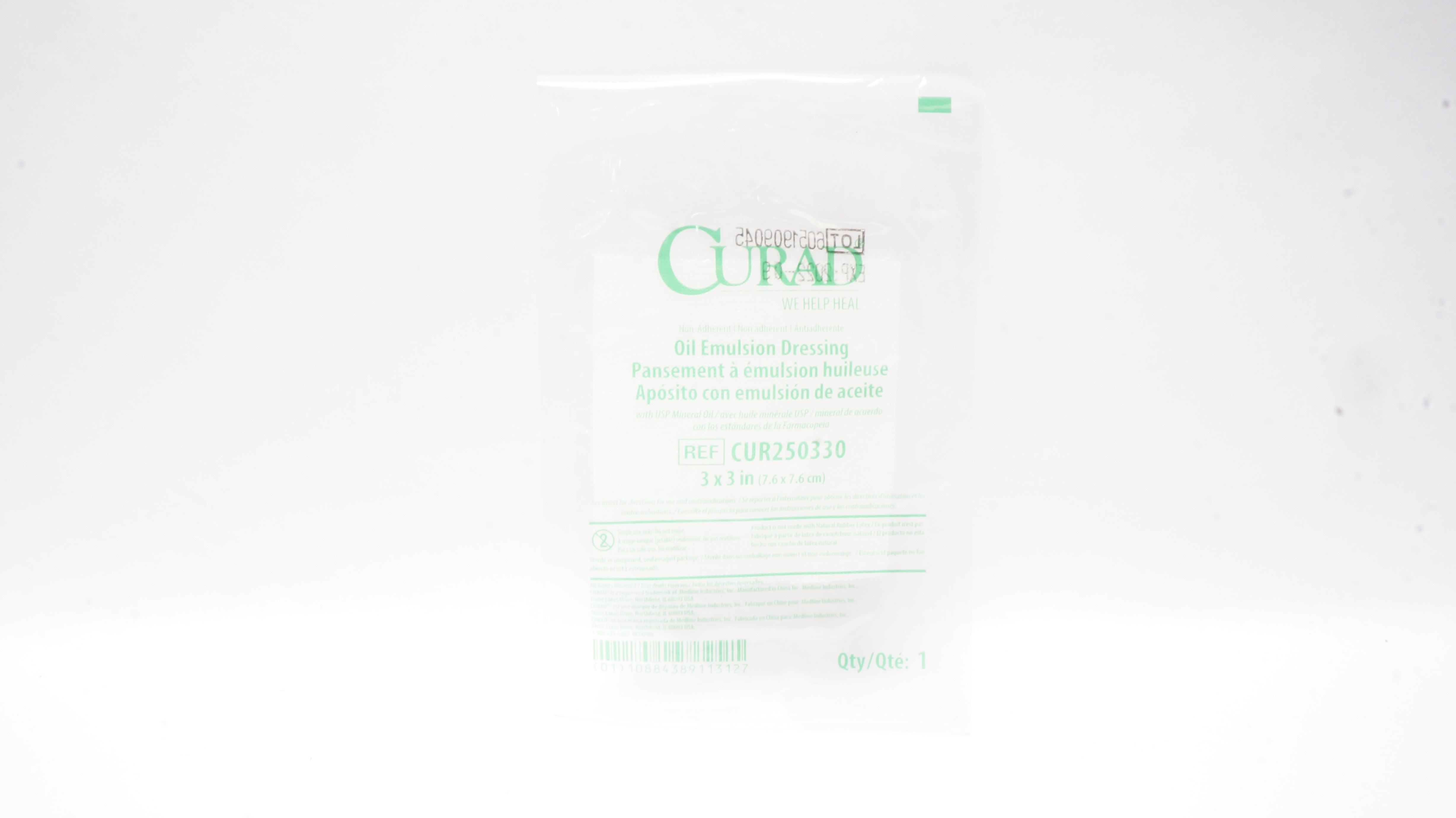 Medline CUR250330 Curad Non-Adherent Oil Emulsion Dressing 3inch x 3inch (x)