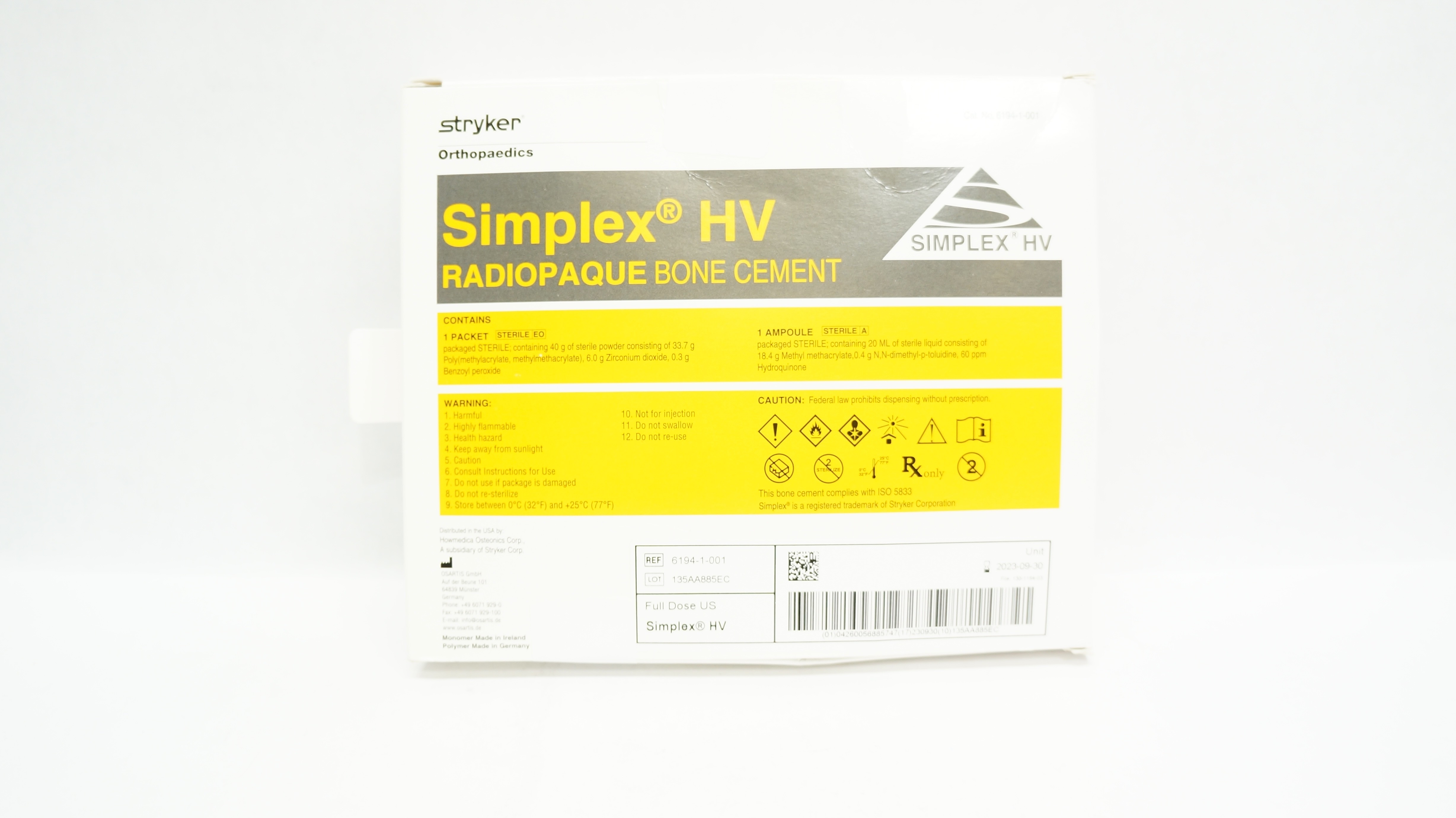 Stryker 6194-1-001 Simplex HV Radiopaque Bone Cement (x)