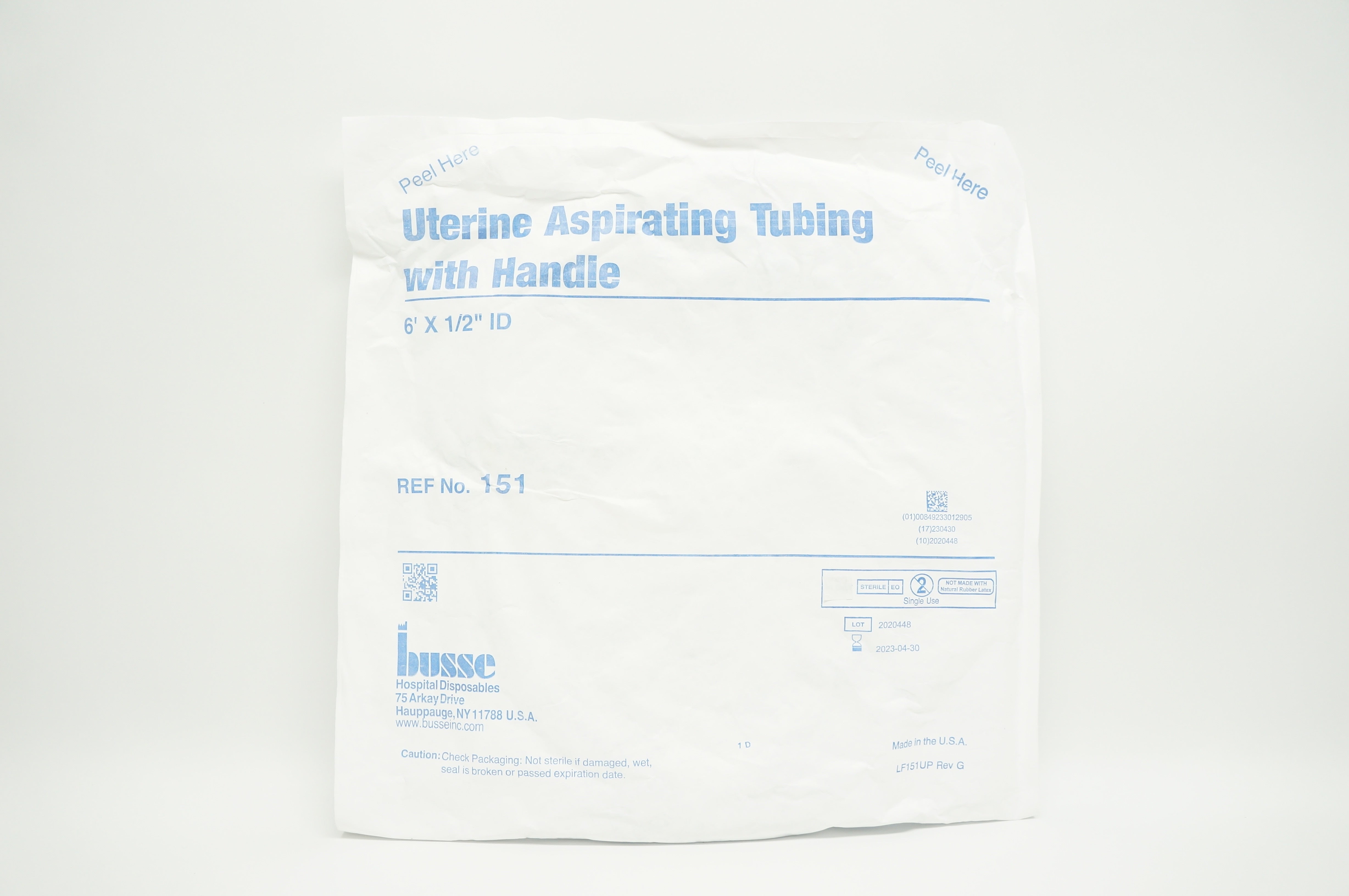 Busse 151 Uterine Aspirating Tubing With Handle 6Fr x 1/2inch