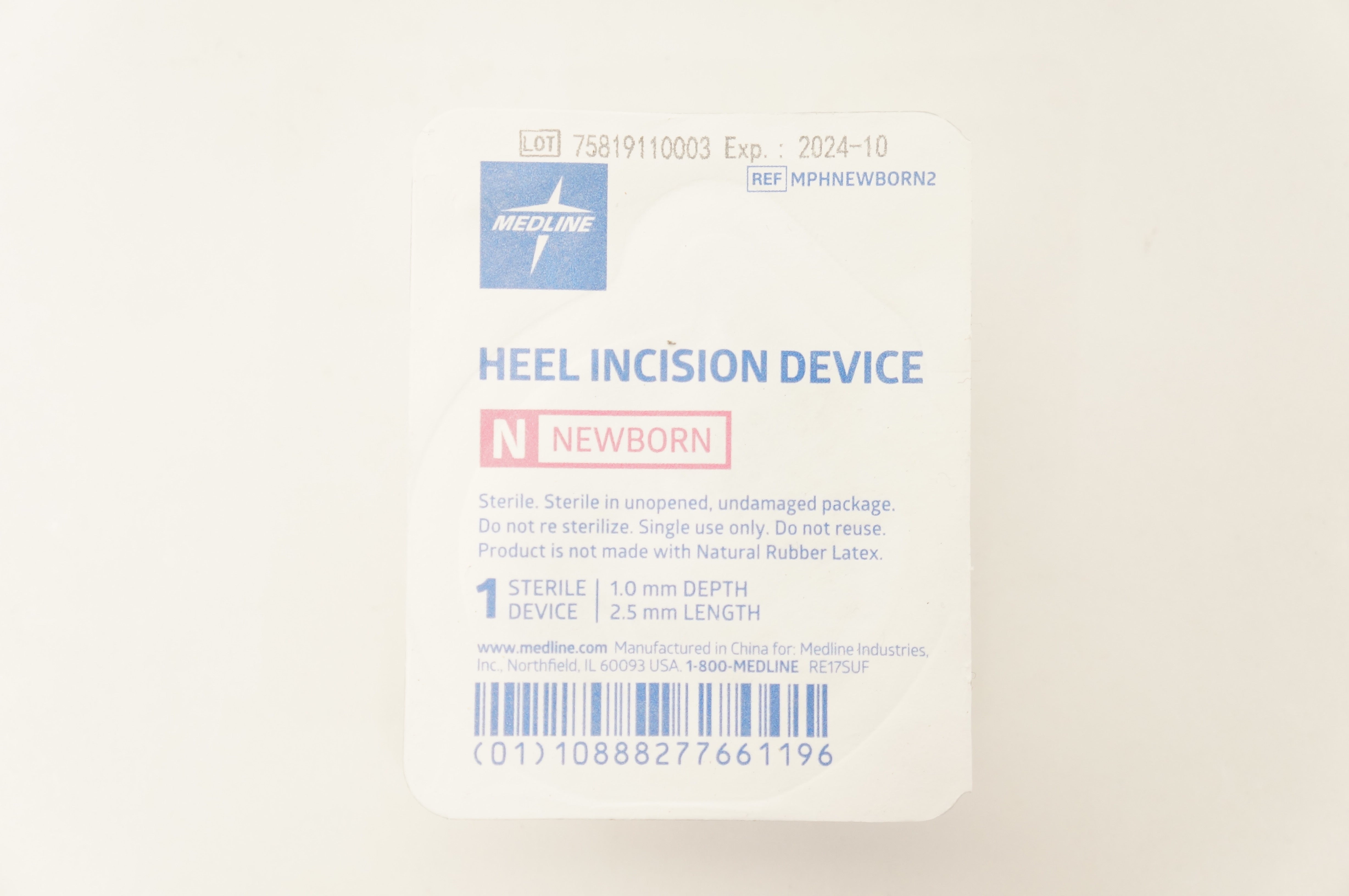 Medline MPHNEWBORN2 Heel Incision Device Newborn 1.0mm Depth, 2.5mm Length