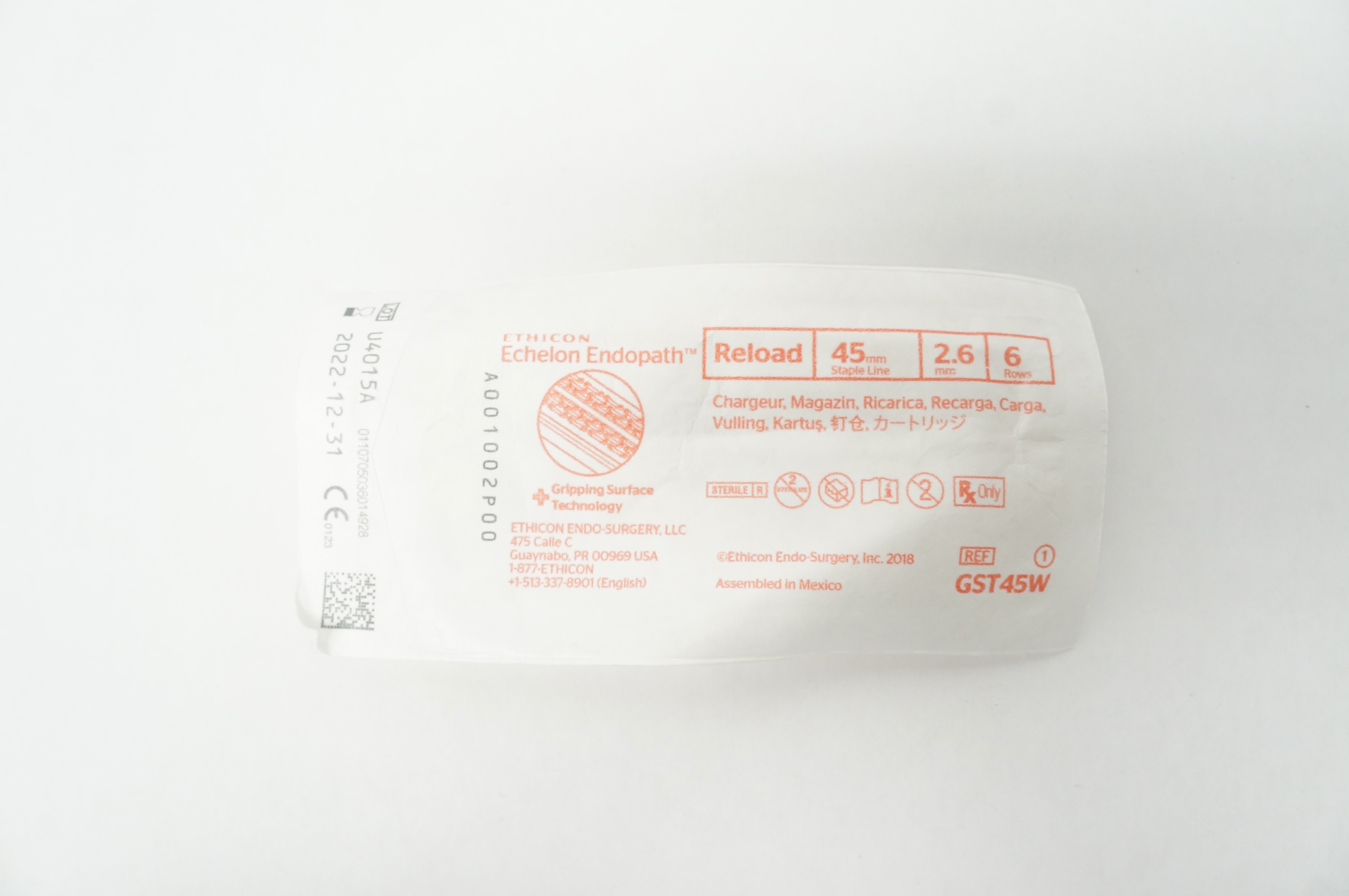 Ethicon GST45W Echelon Endopath Reload 45mm x 2.6mm 6 Rows
