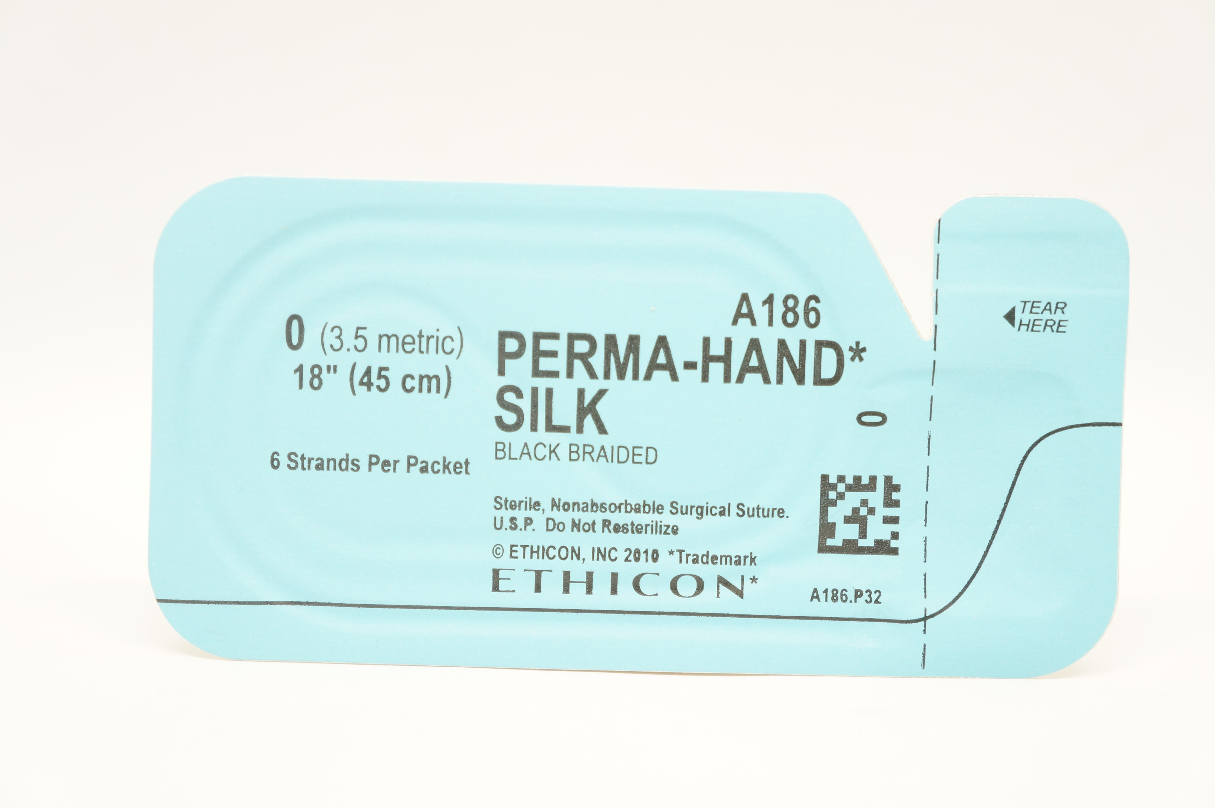 Ethicon A186 0 Perma-Hand Silk Black Braided Surgical Stre, 18 inch