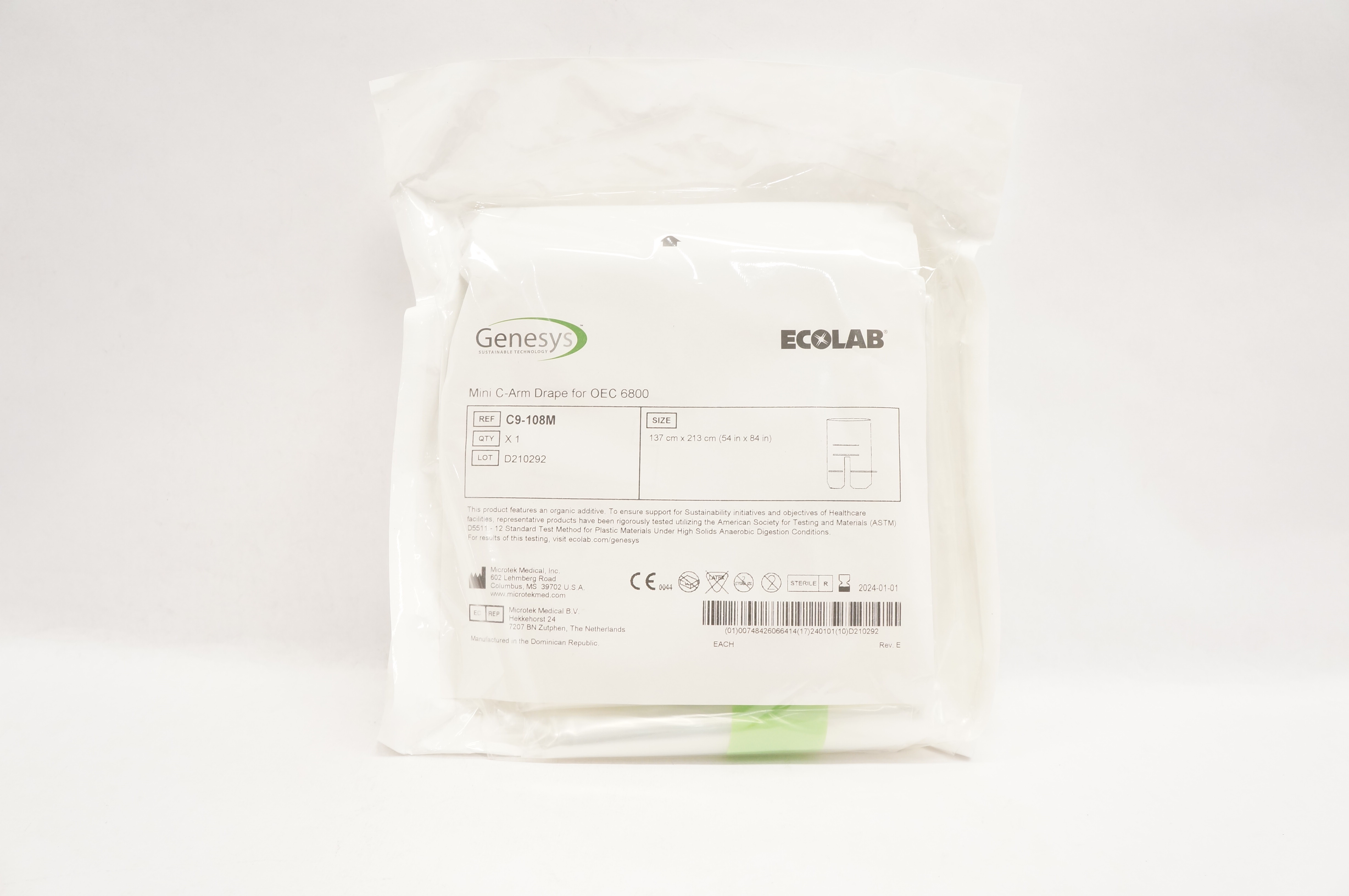 Microtek C9-108M Ecolab Genesys Mini C-Arm Drape for OEC 6800 54 inch x ...