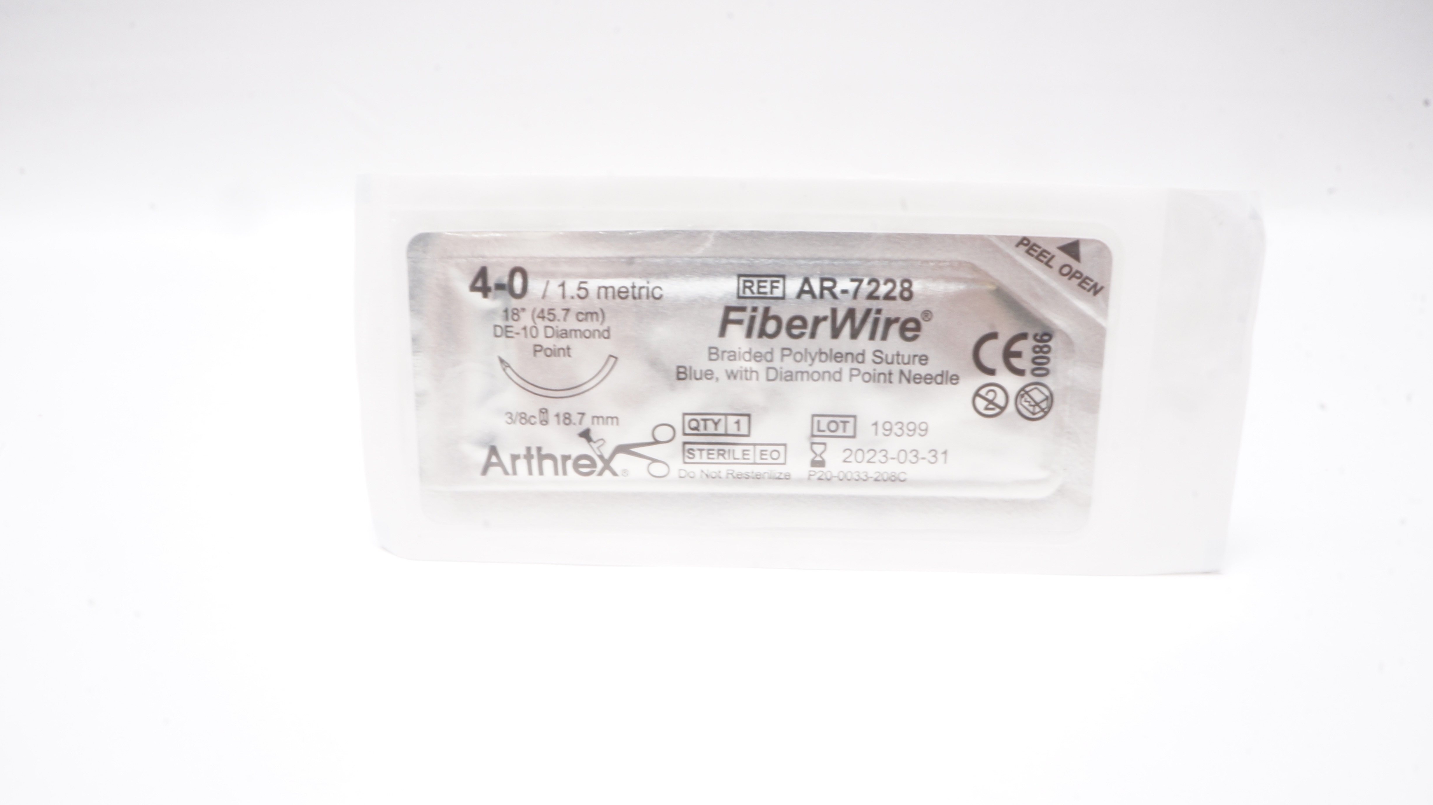 Arthrex AR-7228 4-0 FiberWire Braided Polyblend Stre DE-10 3/8c 18.7mm 18inch(x)