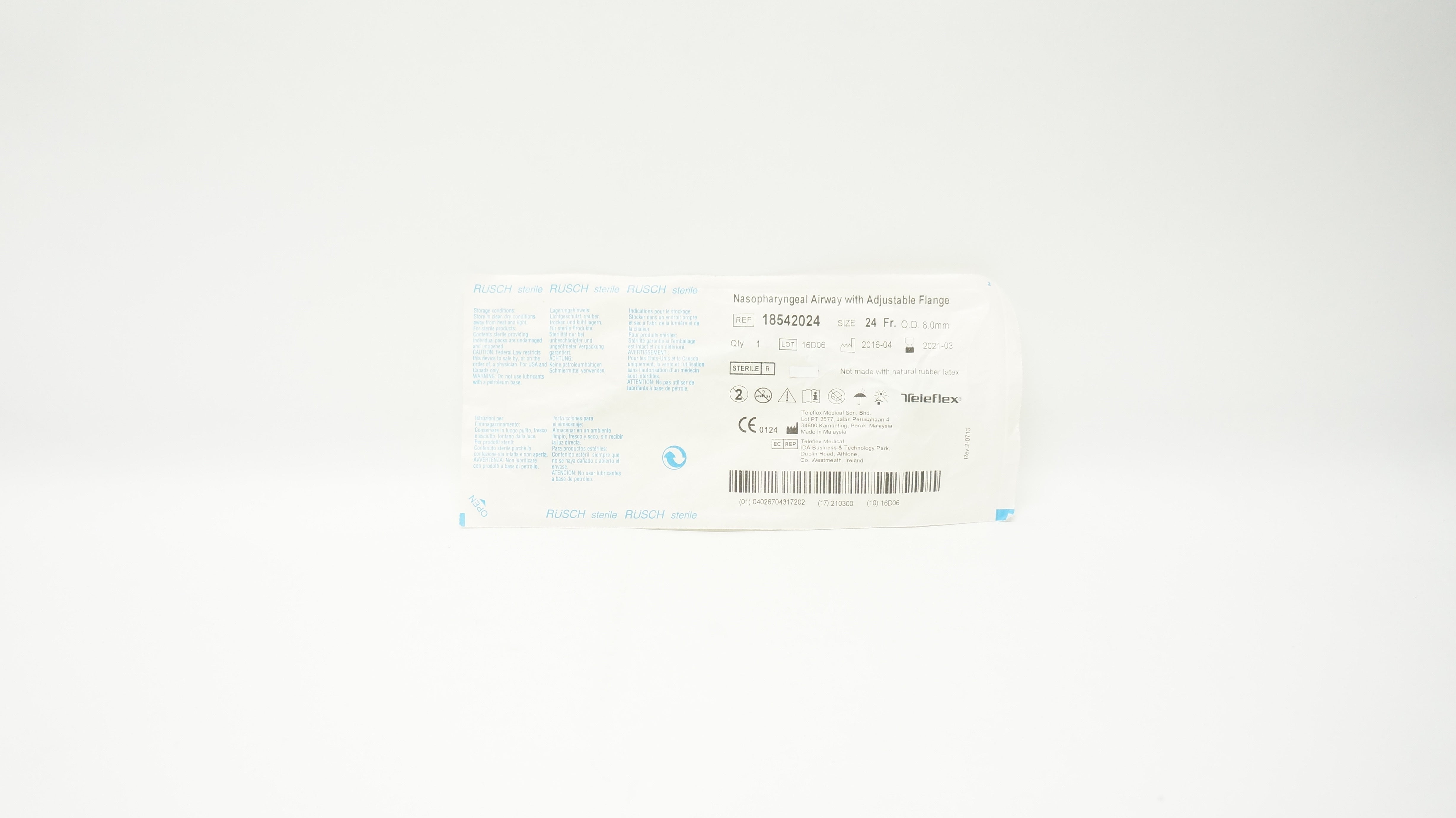 Teleflex 18542024 Rusch Nasopharyngeal Airway 24Fr x 0.8mm O.D. (x)