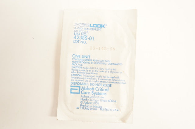 Abbott 42385-01 IntraLock 4-way Transparent Stopcock