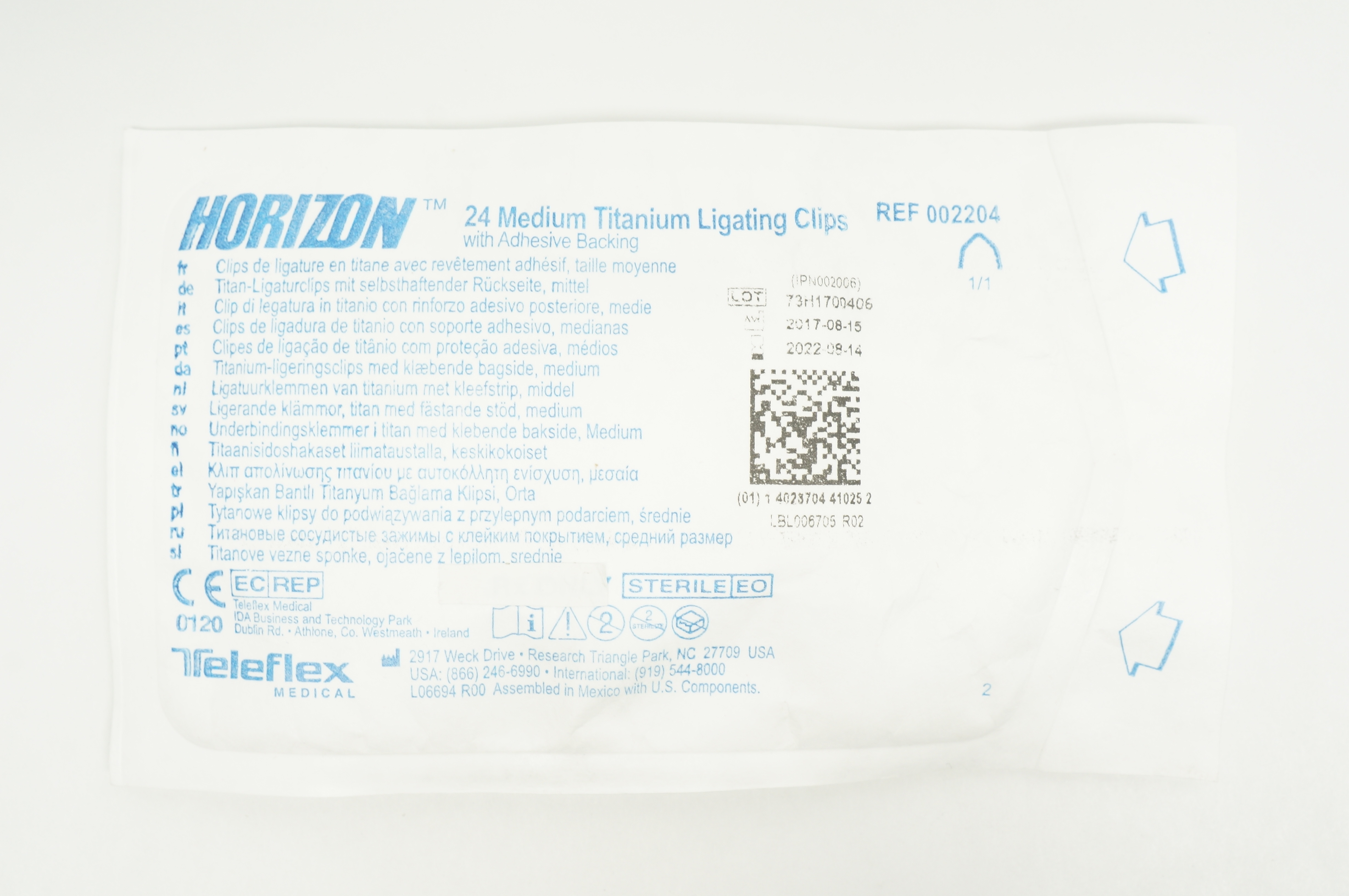 Teleflex 002204 Horizon 24 Titanium Ligating Medium Clips