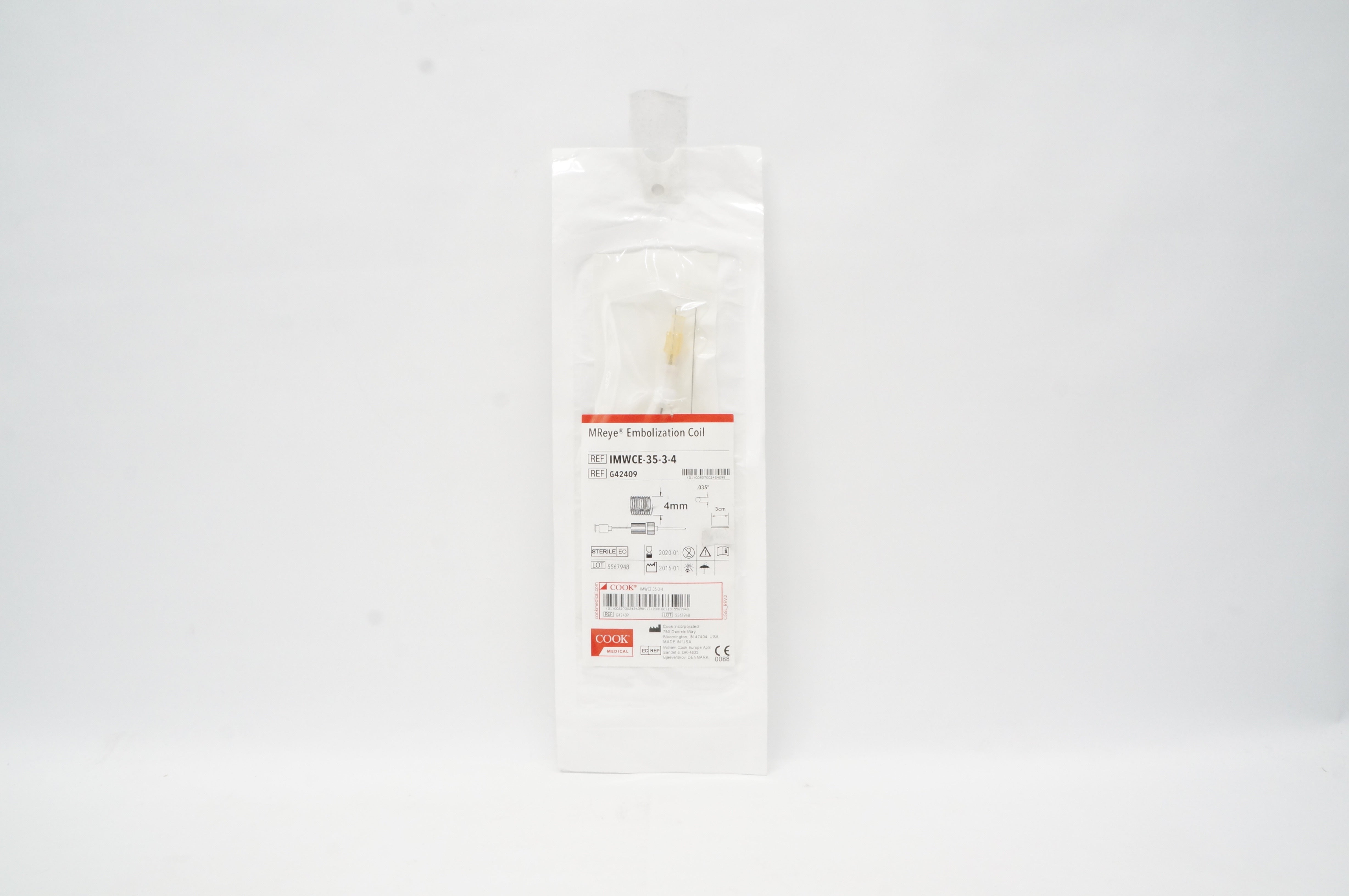 Cook IMWCE-35-3-4 GA2409 MReye Embolization Coil (x)