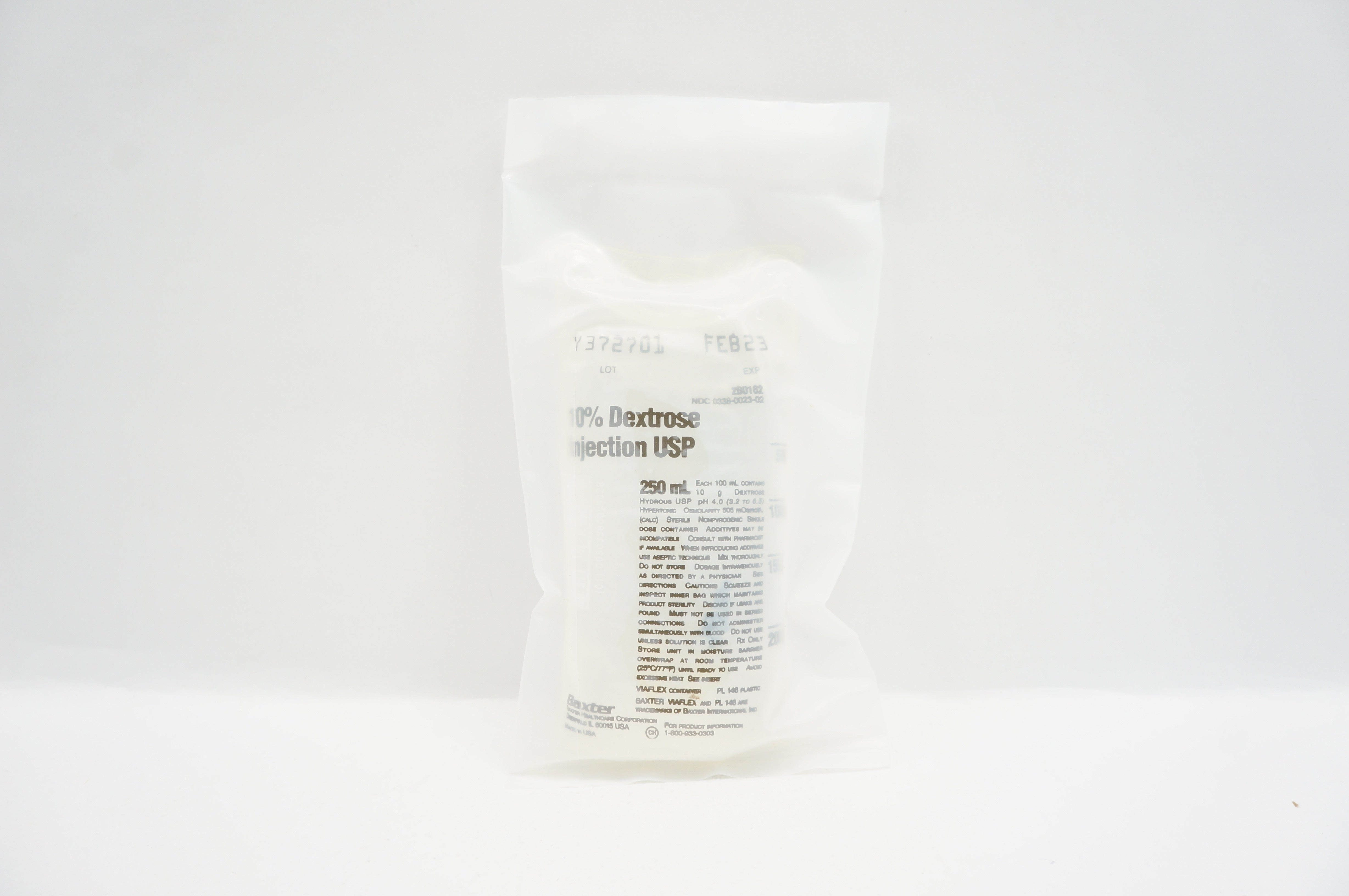 Baxter 2B0162 10% Dextrose Injection USP 250ml