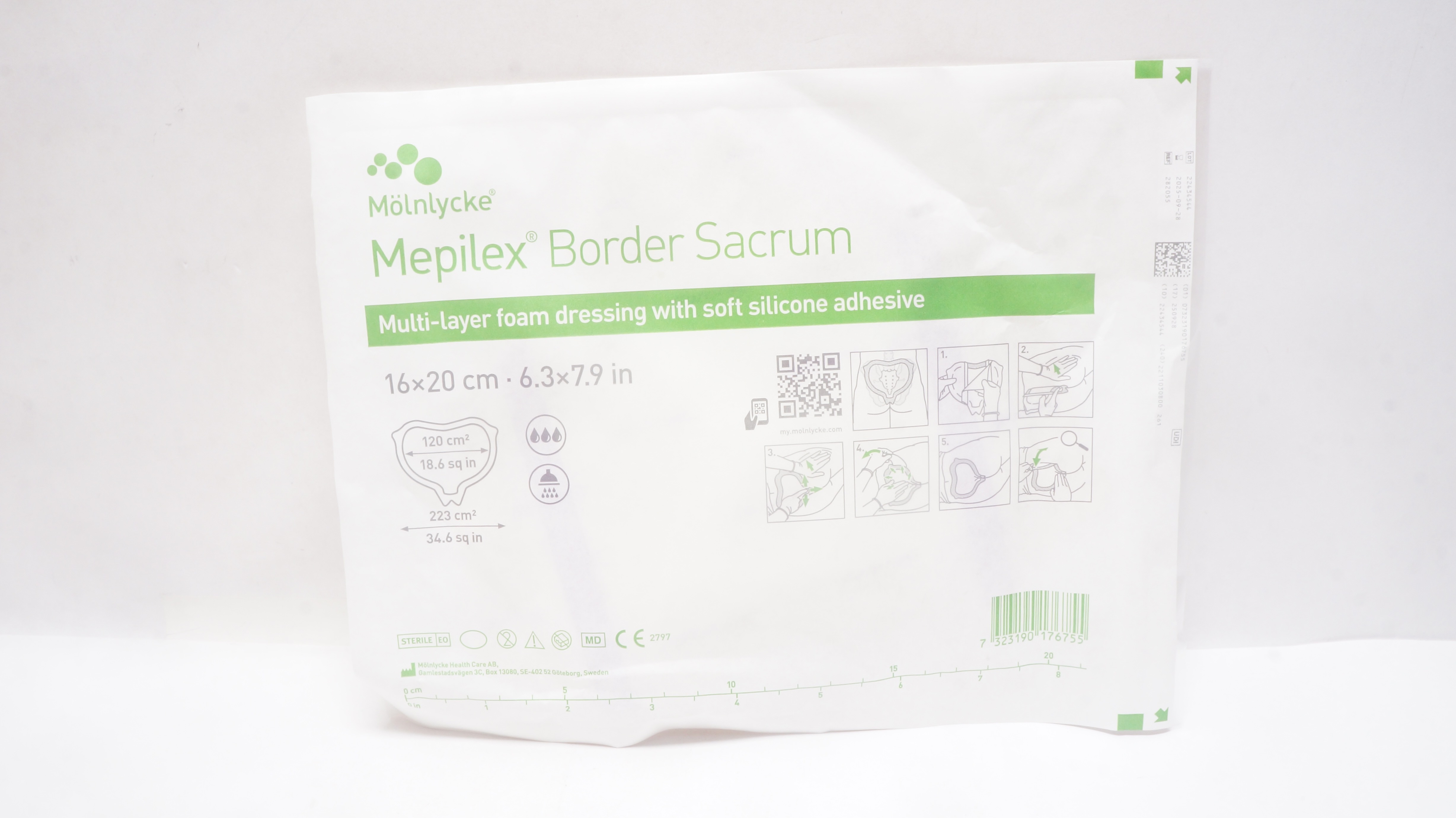 Molnlycke Health Care 282055 Mepilex Border Sacrum Foam Dressing 6.3 x 7.9inch