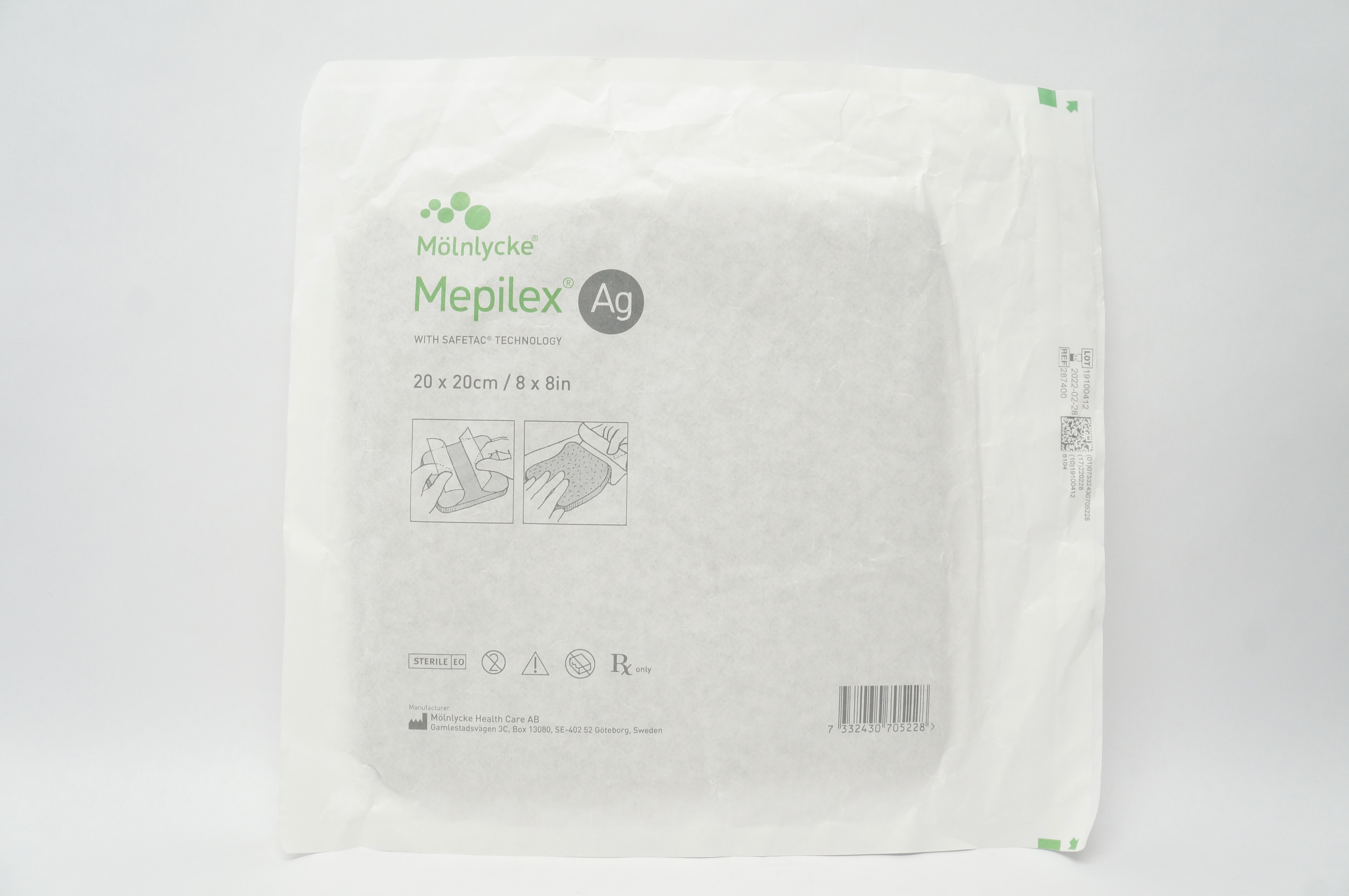 Mölnlycke 287400 Mepilex Ag W/ Safetac Technology 8 x 8in (x)
