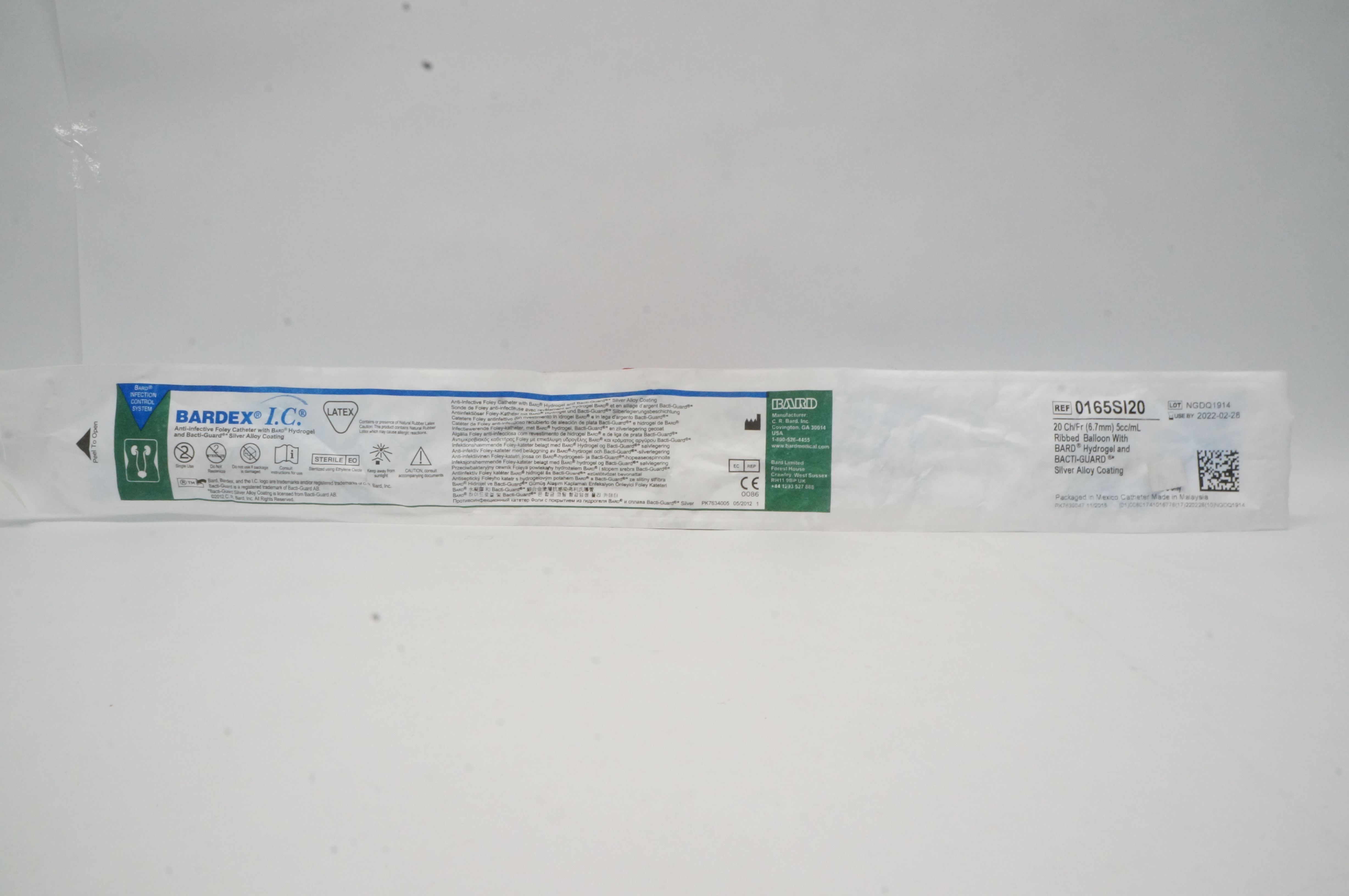 Bard 0165SI20 Bardex I.C. Aniti-Infective Foley Cath. 20Ch/Fr x 5cc/mL (x)