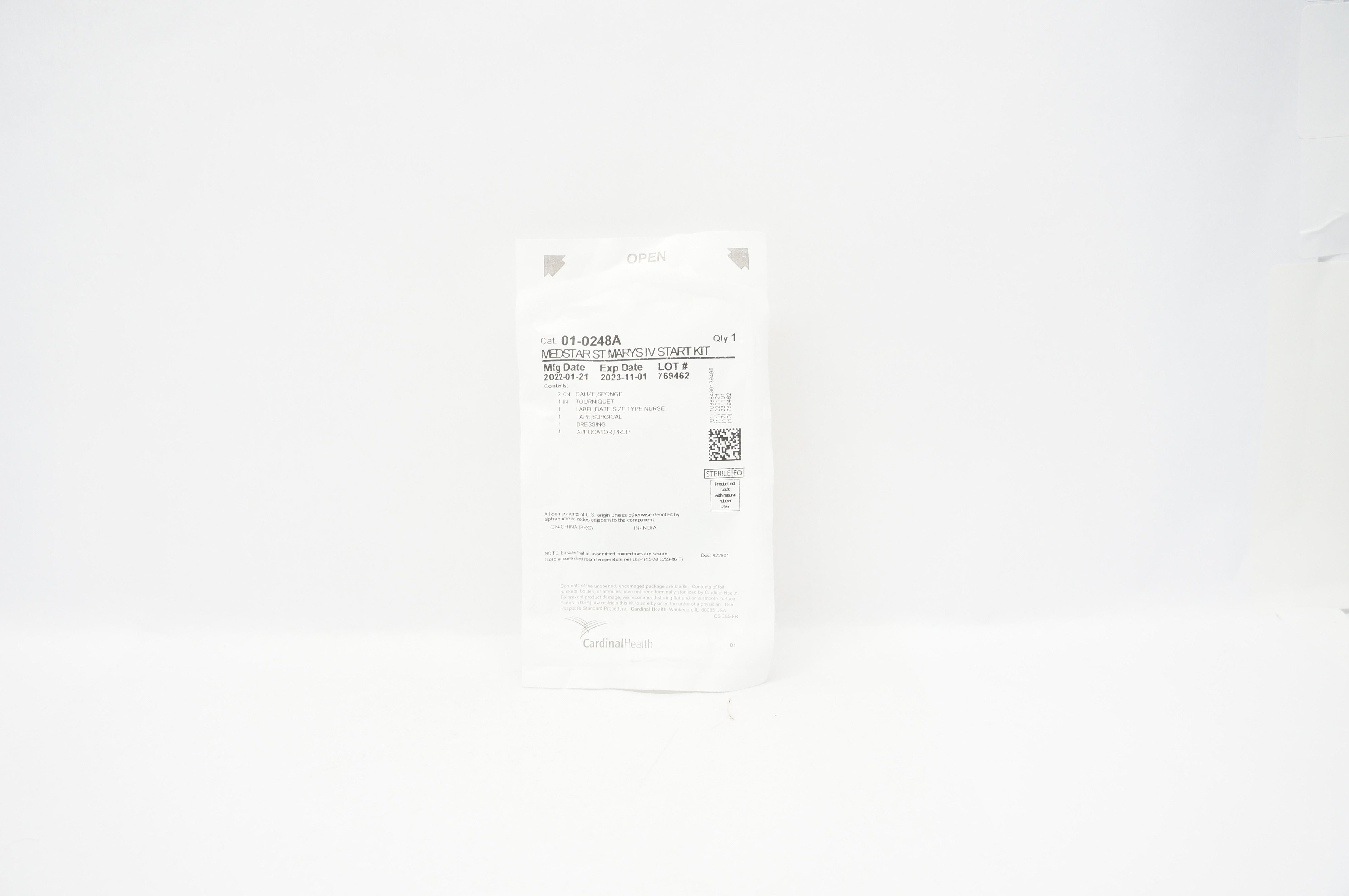 Cardinal Health 01-0248A Medstar ST Marys IV Start Kit